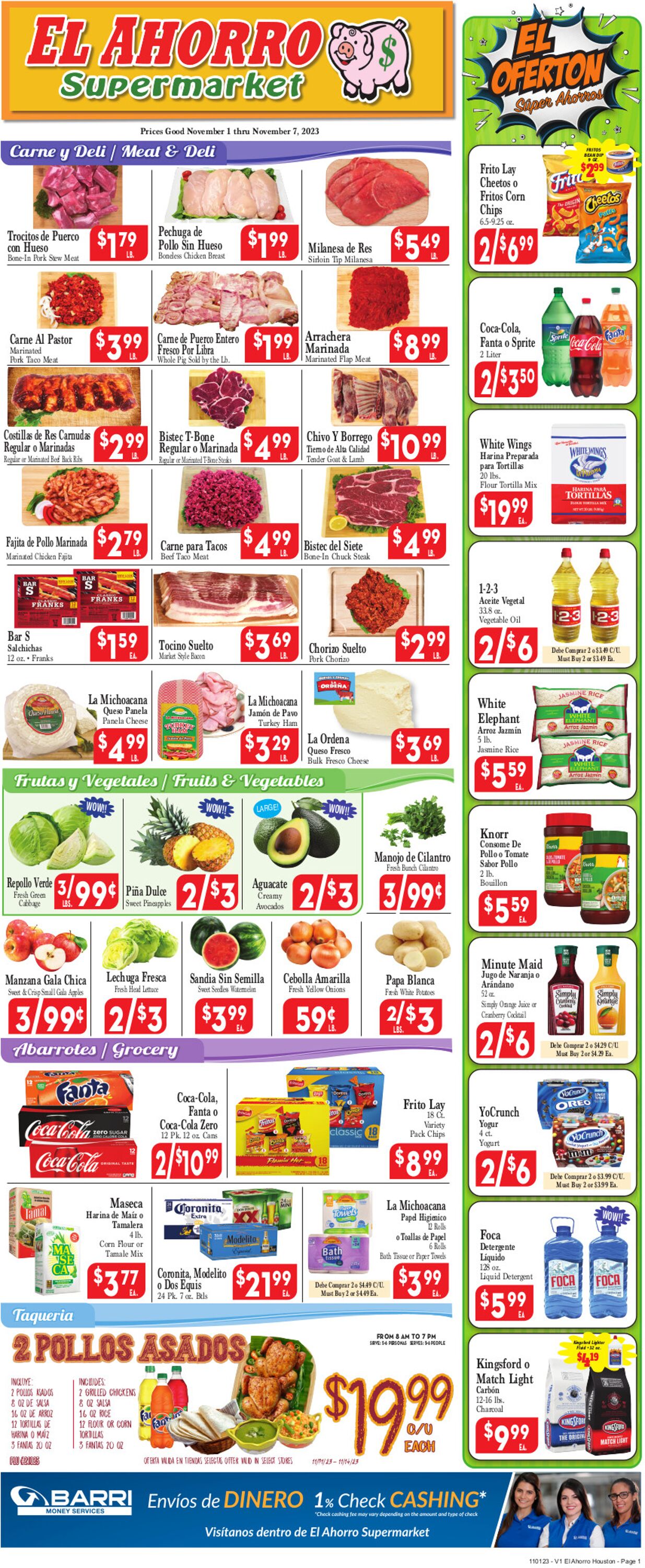 El Ahorro Supermarket Weekly Ad Circular - valid 11/01-11/08/2023