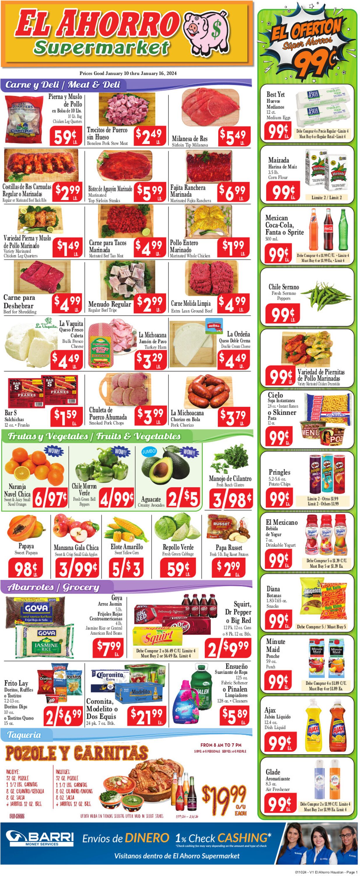 El Ahorro Supermarket Weekly Ad Circular - valid 01/10-01/17/2024