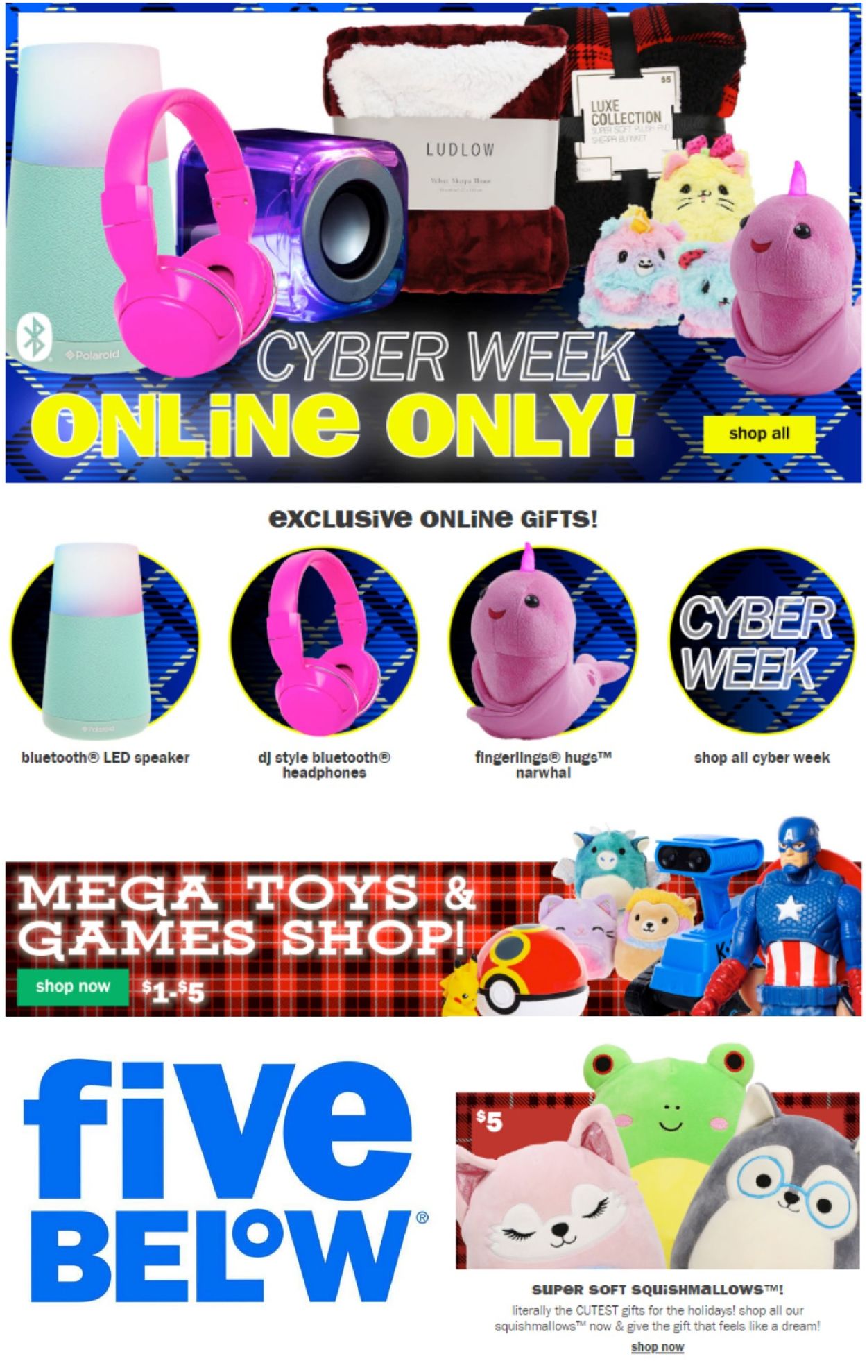 Five Below Cyber Week 2020 Weekly Ad Circular - valid 12/02-12/08/2020