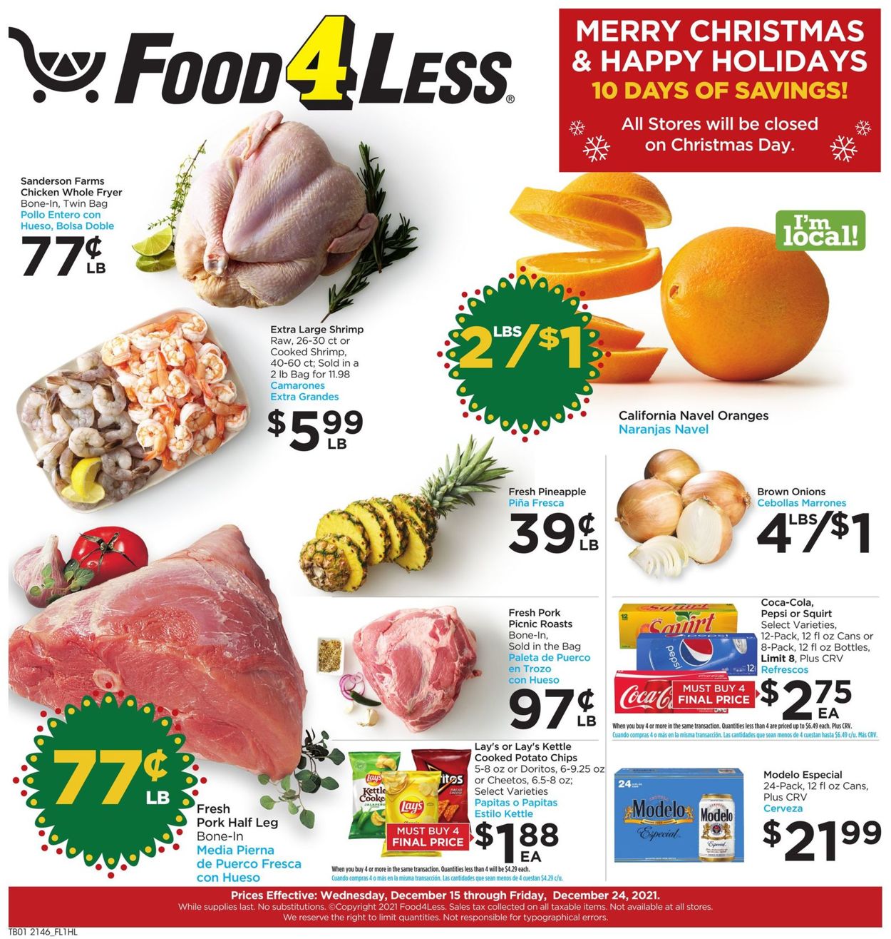 Food 4 Less HOLIDAY 2021 Weekly Ad Circular - valid 12/15-12/28/2021