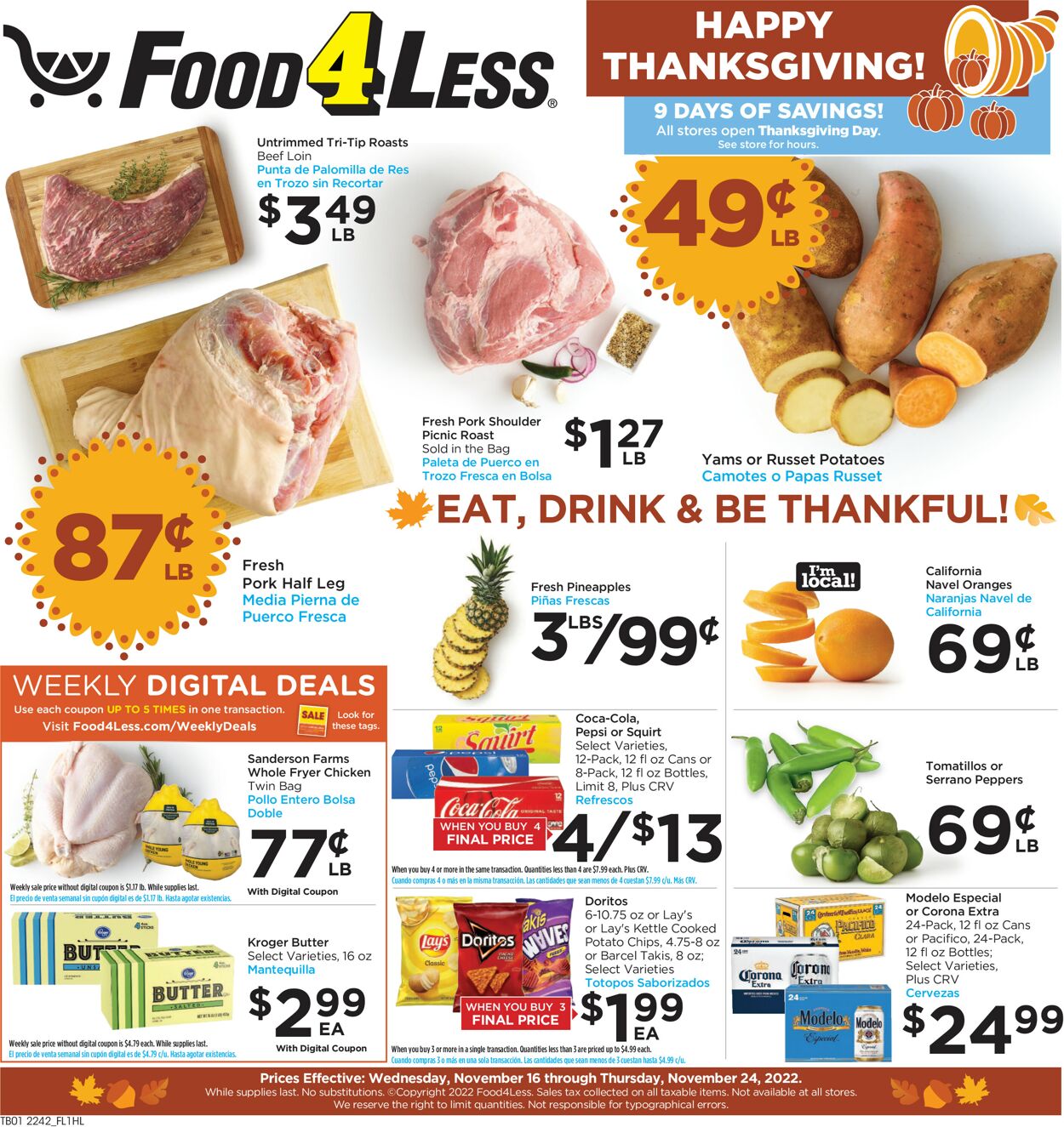 Food 4 Less Weekly Ad Circular - valid 11/16-11/24/2022