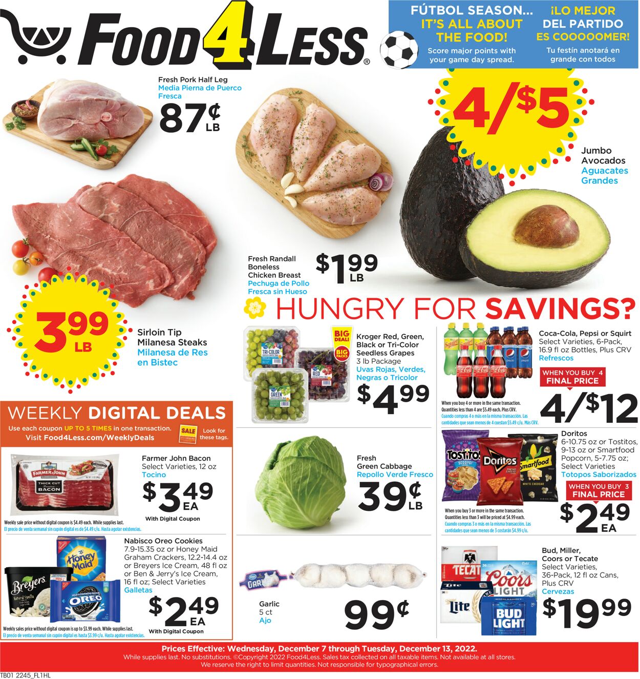 Food 4 Less Weekly Ad Circular - valid 12/07-12/13/2022
