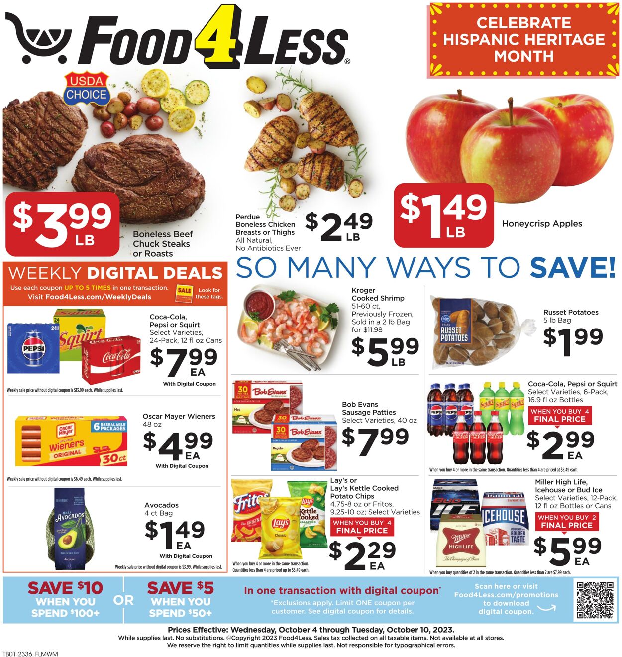 Food 4 Less Weekly Ad Circular - valid 10/04-10/10/2023