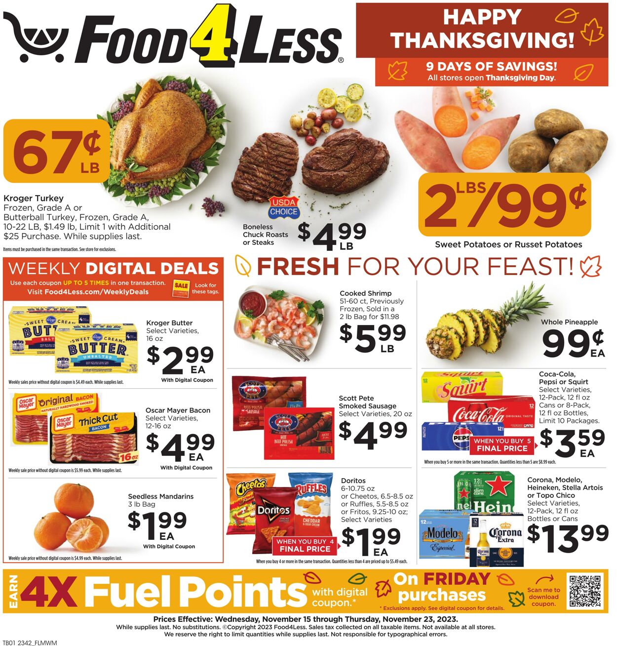 Food 4 Less Weekly Ad Circular - valid 11/15-11/23/2023