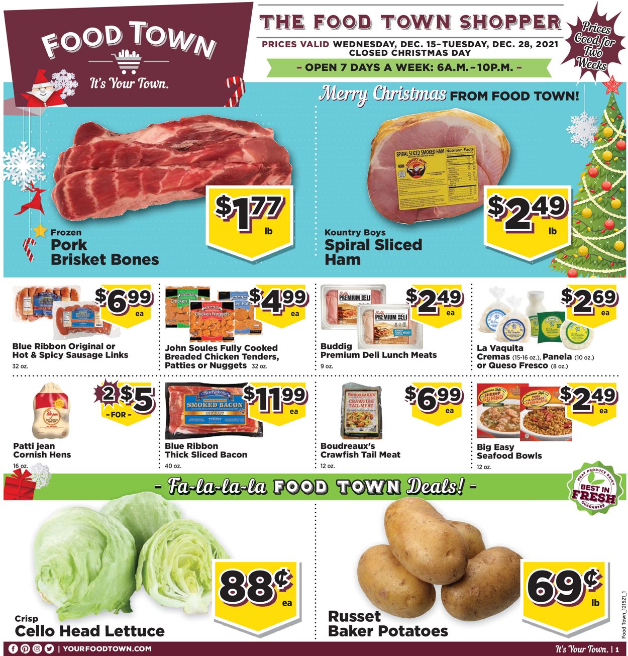Food Town CHRISTMAS 2021 Weekly Ad Circular - valid 12/15-12/28/2021