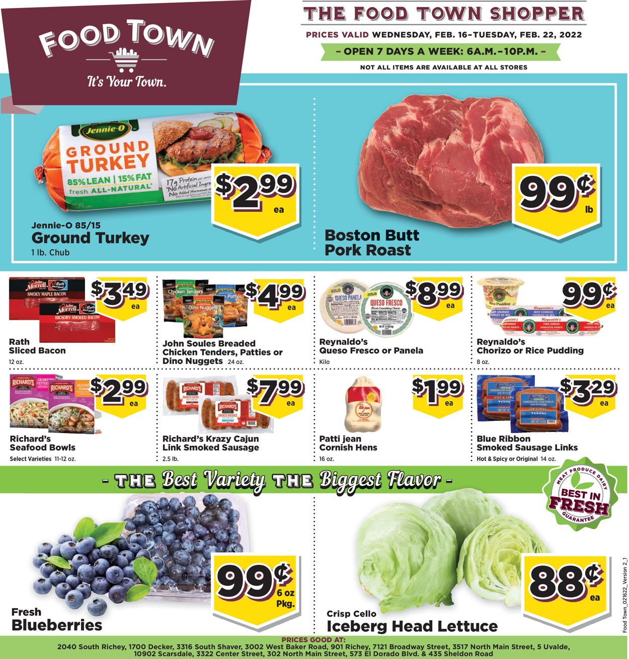 Food Town Weekly Ad Circular - valid 02/16-02/22/2022