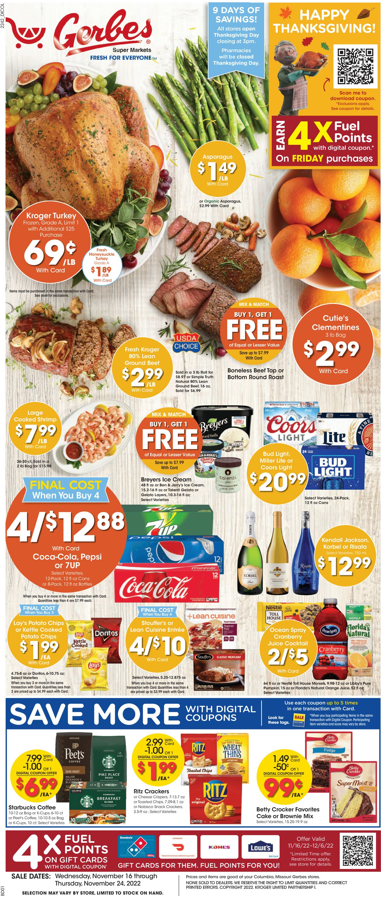 Gerbes Super Markets Weekly Ad Circular - valid 11/16-11/24/2022