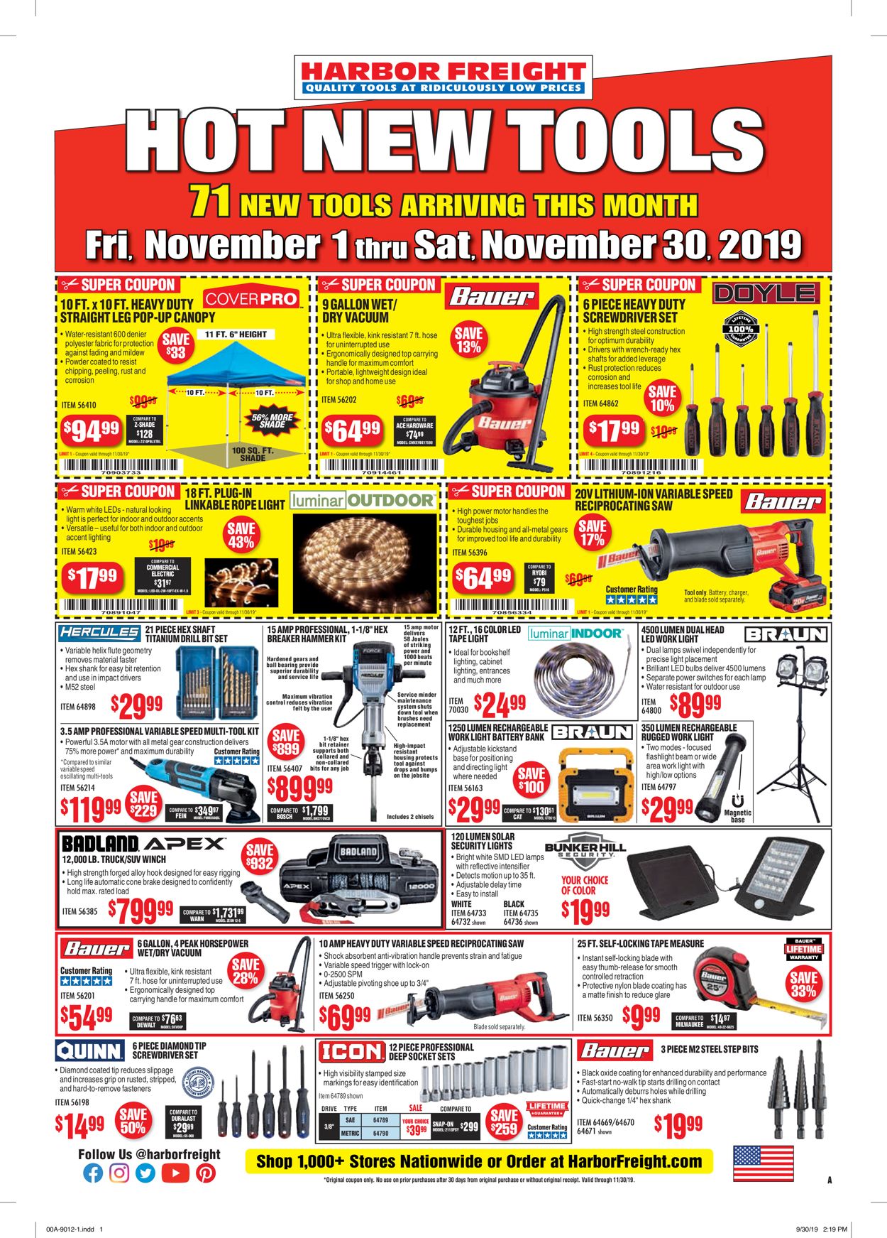 Harbor Freight Weekly Ad Circular - valid 11/01-11/30/2019 (Page 16)