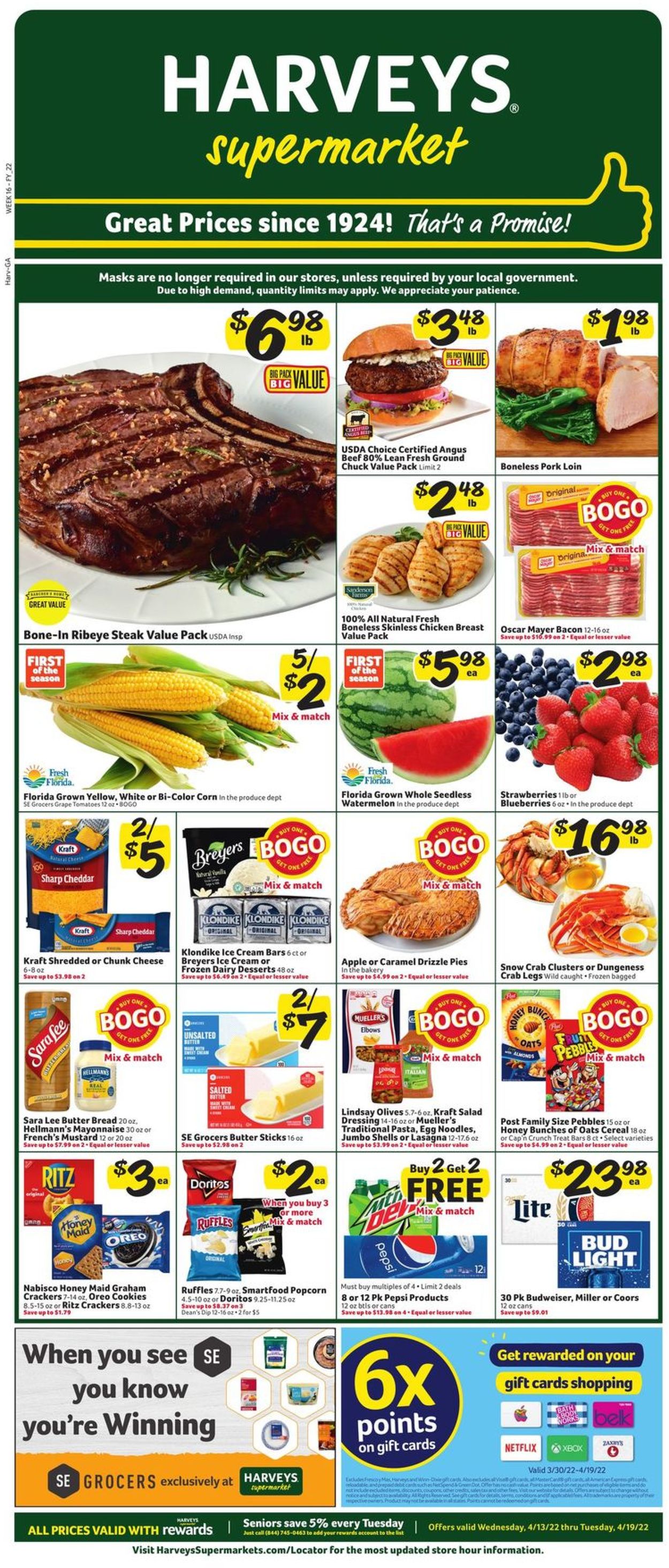 Harveys Supermarket EASTER AD 2022 Weekly Ad Circular - valid 04/13-04/19/2022