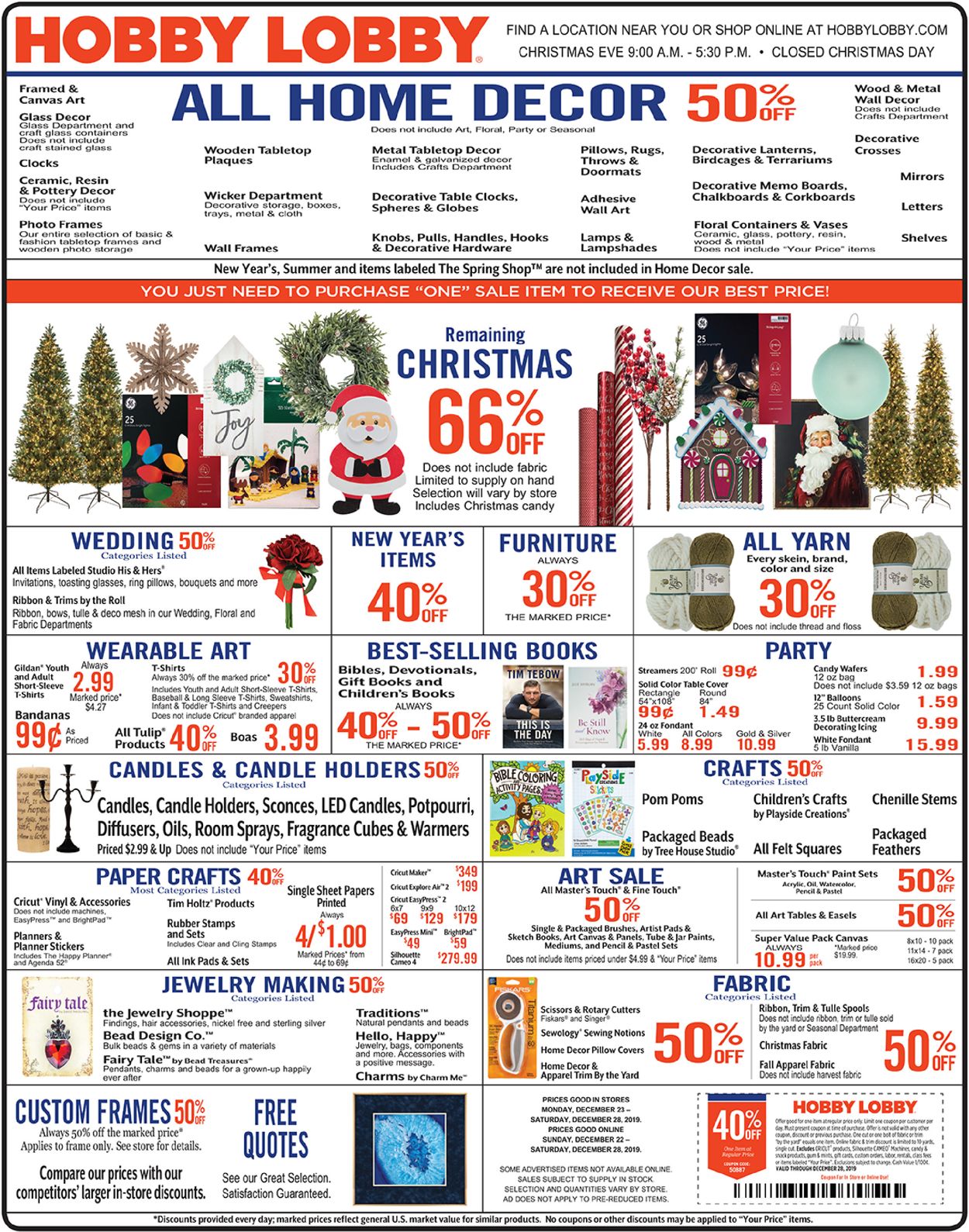 Hobby Lobby - Christmas Ad 2019 Weekly Ad Circular - valid 12/23-12/28/2019