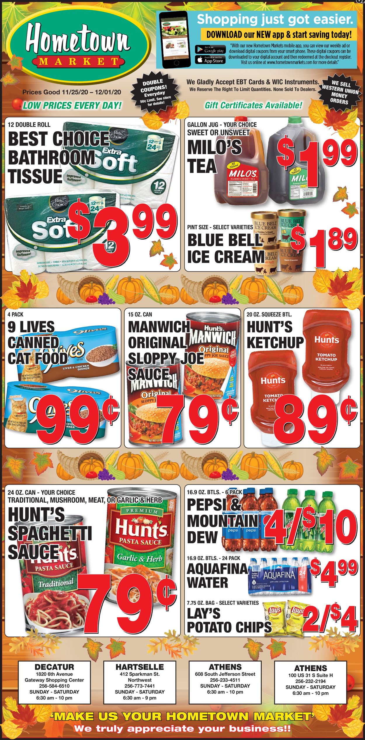 Hometown Market Thanksgiving 2020 Weekly Ad Circular - valid 11/25-12/01/2020