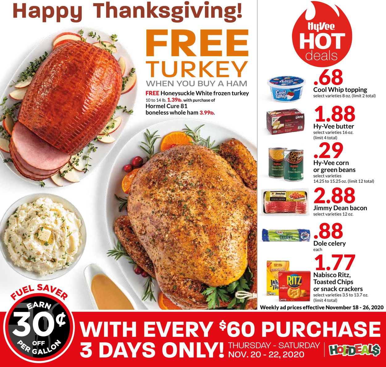 HyVee Thanksgiving 2020 Weekly Ad Circular - valid 11/18-11/26/2020