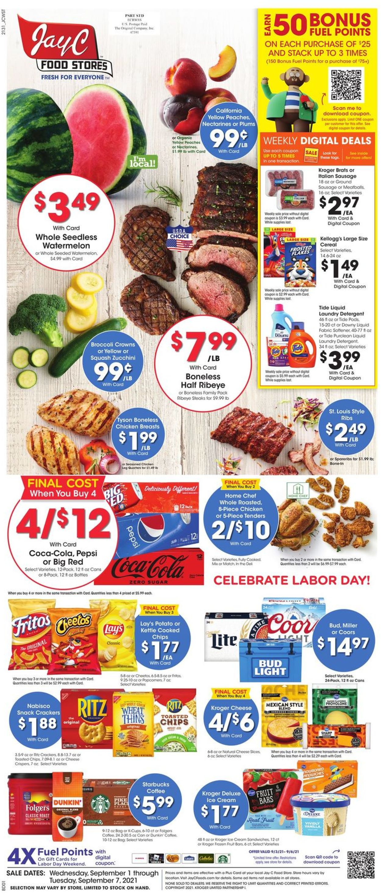 Jay C Food Stores Weekly Ad Circular - valid 09/01-09/07/2021