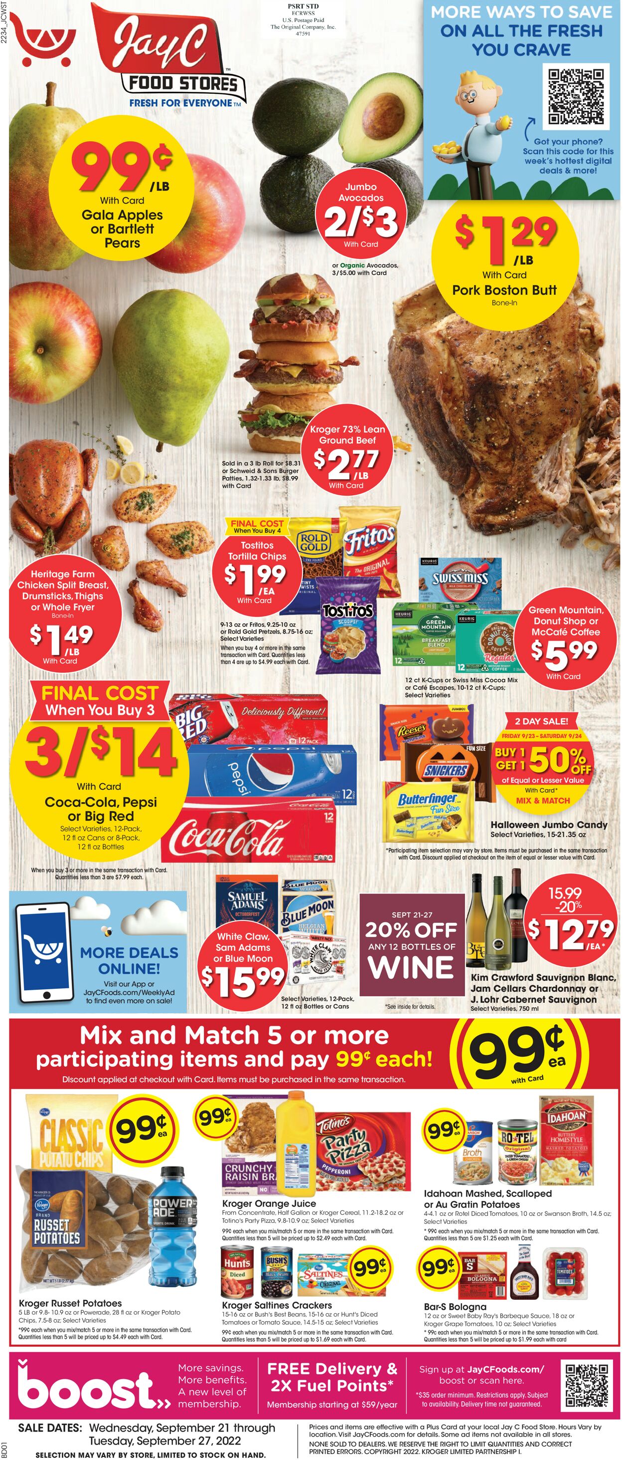 Jay C Food Stores Weekly Ad Circular - valid 09/21-09/27/2022
