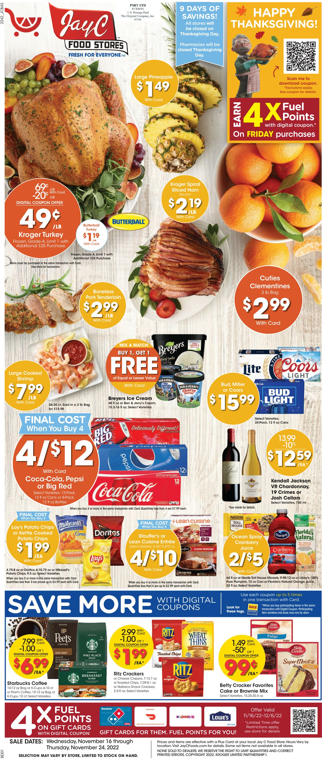 Jay C Food Stores Weekly Ad Circular - valid 11/16-11/24/2022