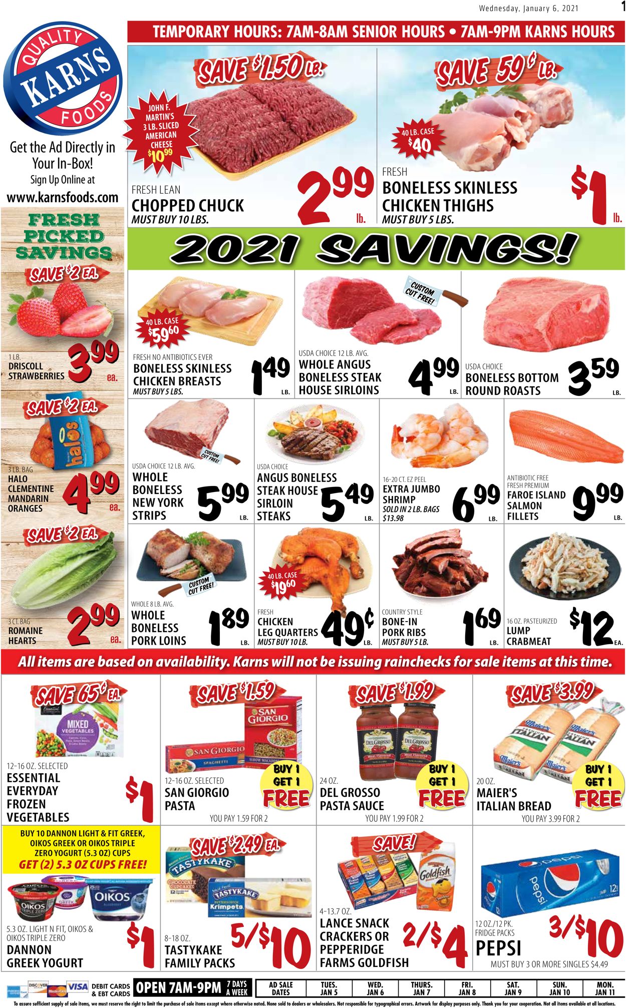 Karns Quality Foods Weekly Ad Circular - valid 01/05-01/11/2021