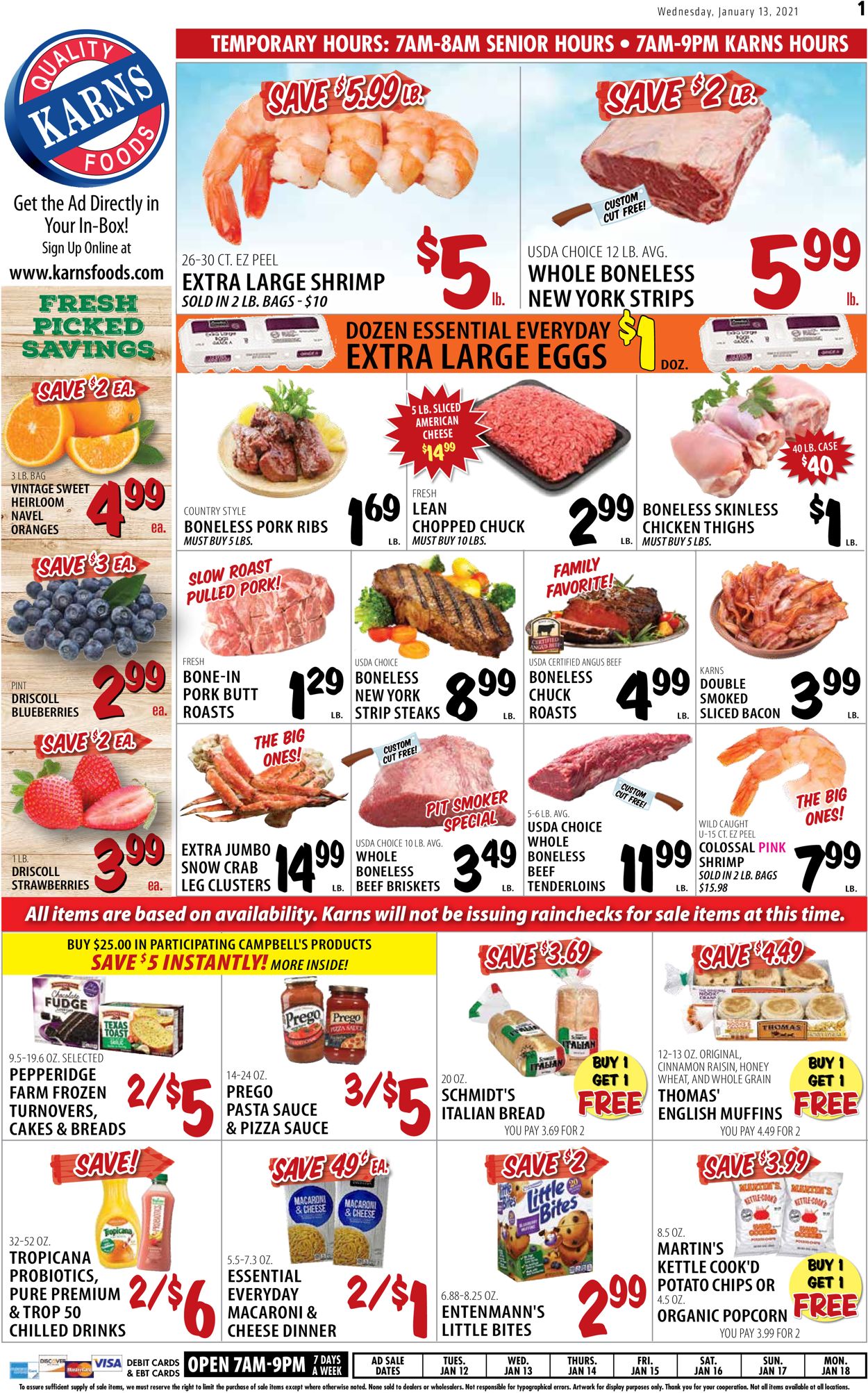 Karns Quality Foods Weekly Ad Circular - valid 01/12-01/18/2021