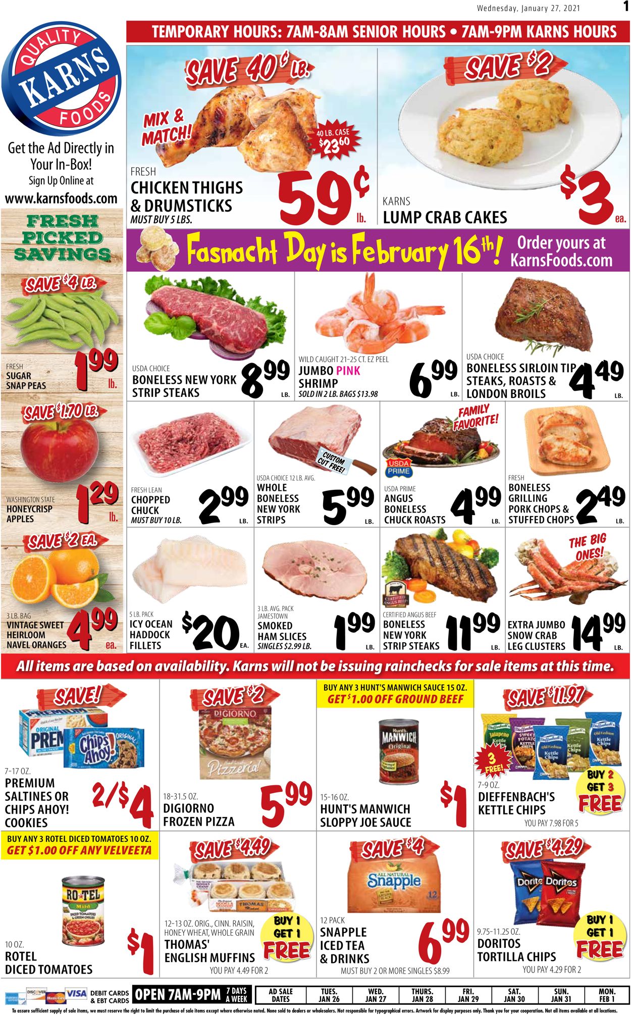 Karns Quality Foods Weekly Ad Circular - valid 01/26-02/01/2021