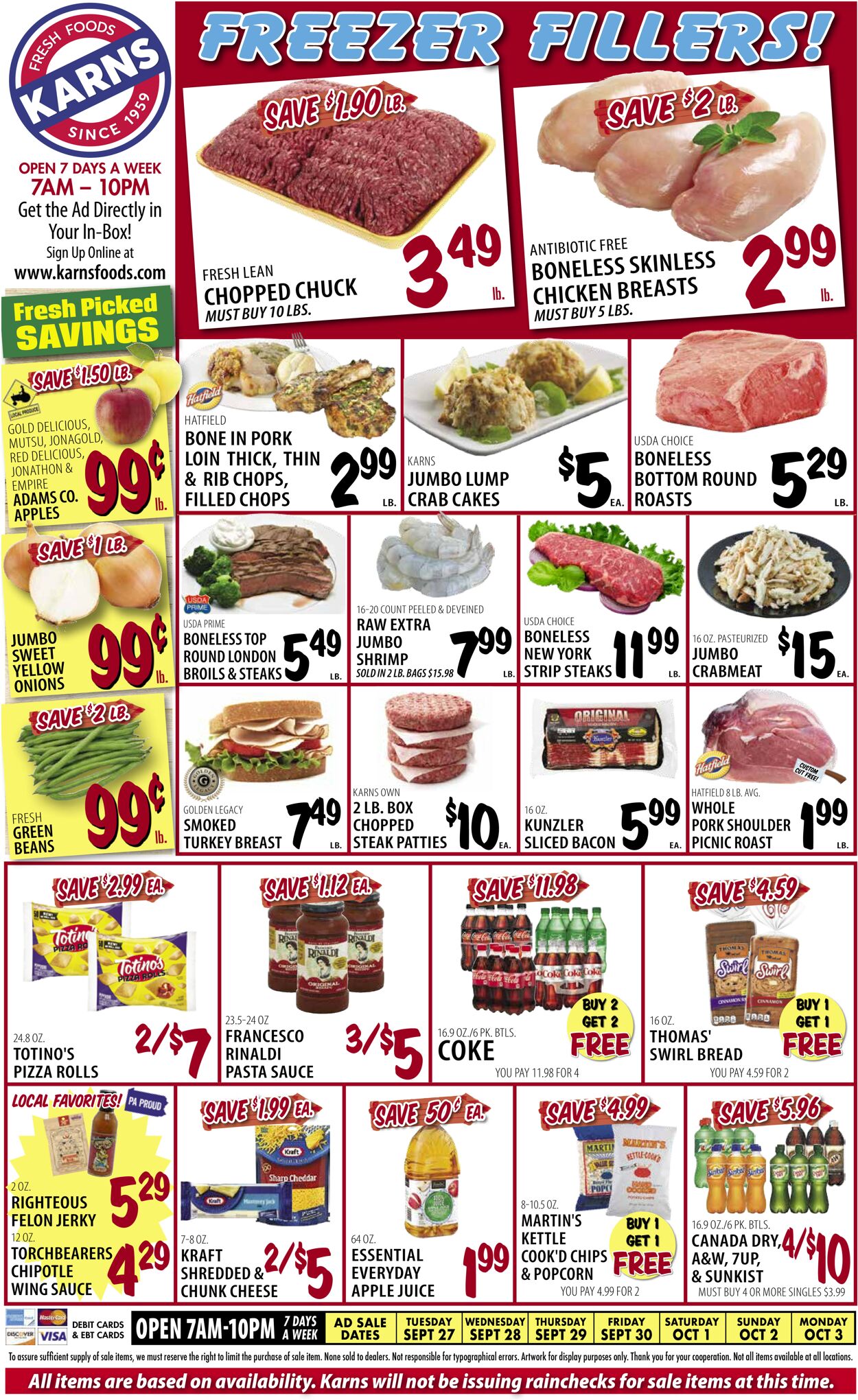 Karns Quality Foods Weekly Ad Circular - valid 09/27-10/03/2022