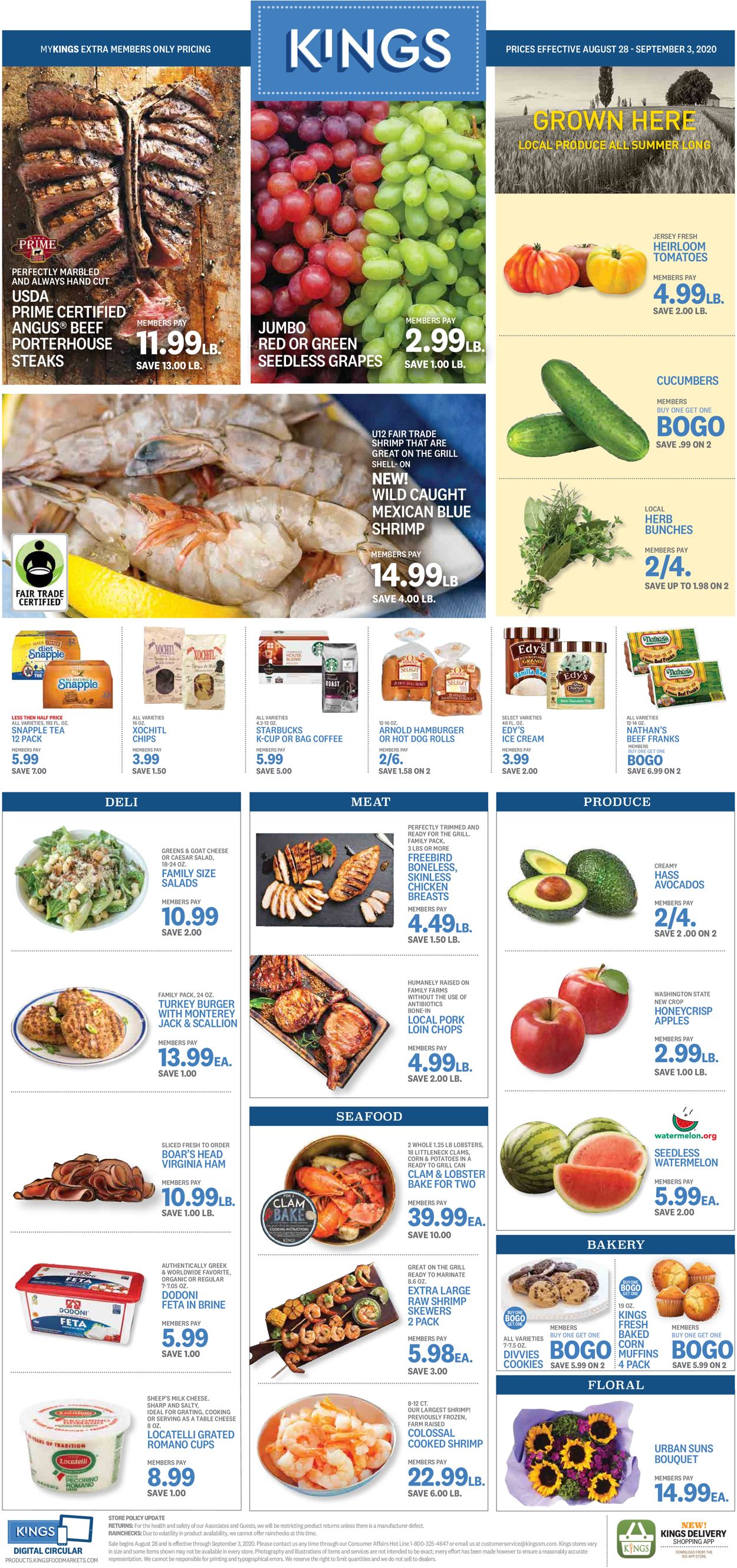 Kings Food Markets Weekly Ad Circular - valid 08/28-09/03/2020
