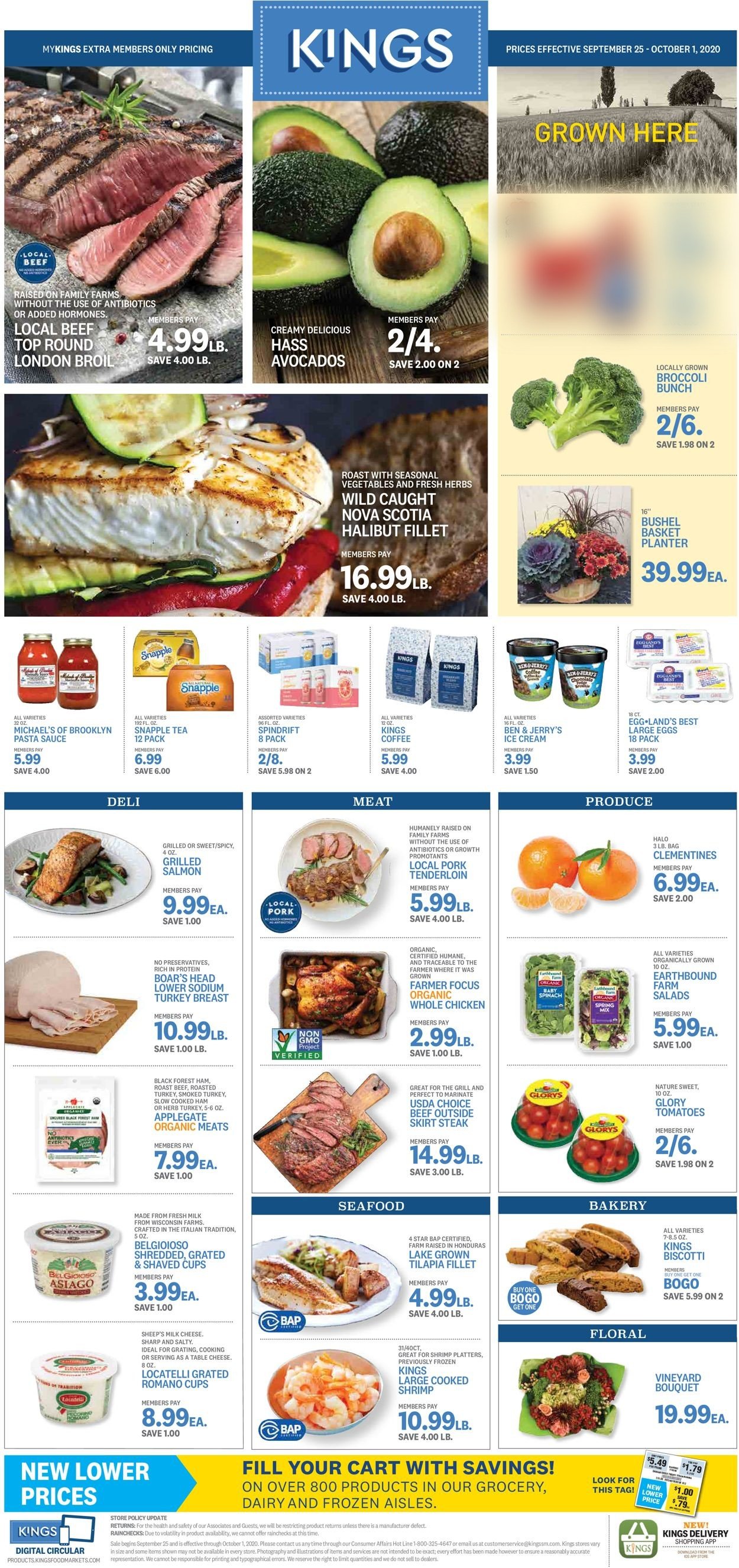Kings Food Markets Weekly Ad Circular - valid 09/25-10/01/2020