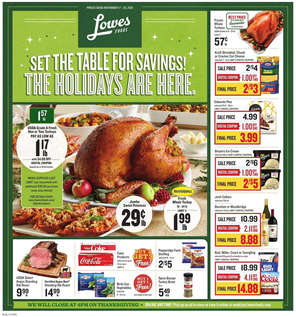 Lowes Foods THANKSGIVING 2021 Weekly Ad Circular - valid 11/17-11/25/2021