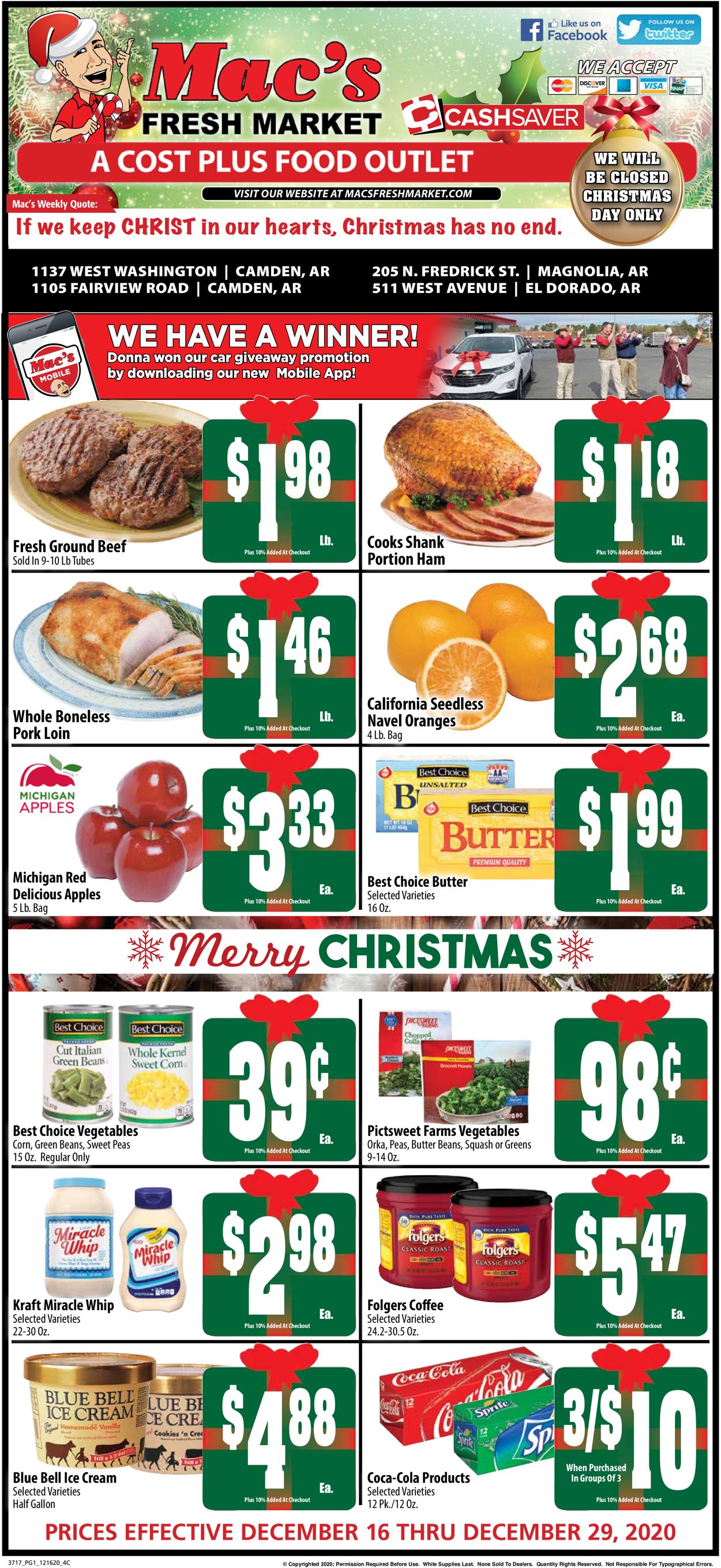 Mac's Freshmarket Christmas ad 2020 Weekly Ad Circular - valid 12/16-12/29/2020