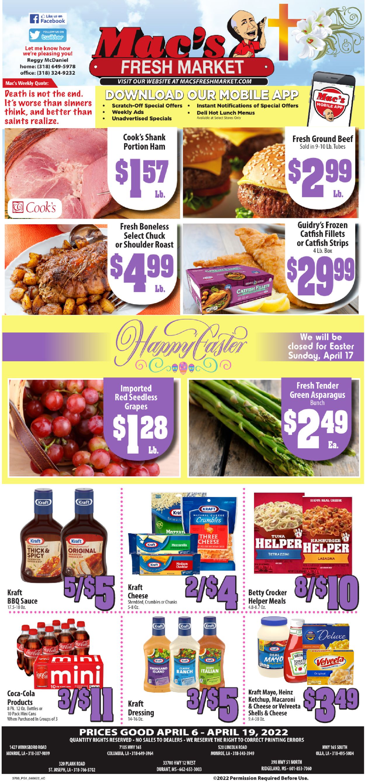 Mac's Freshmarket EASTER 2022 Weekly Ad Circular - valid 04/06-04/19/2022