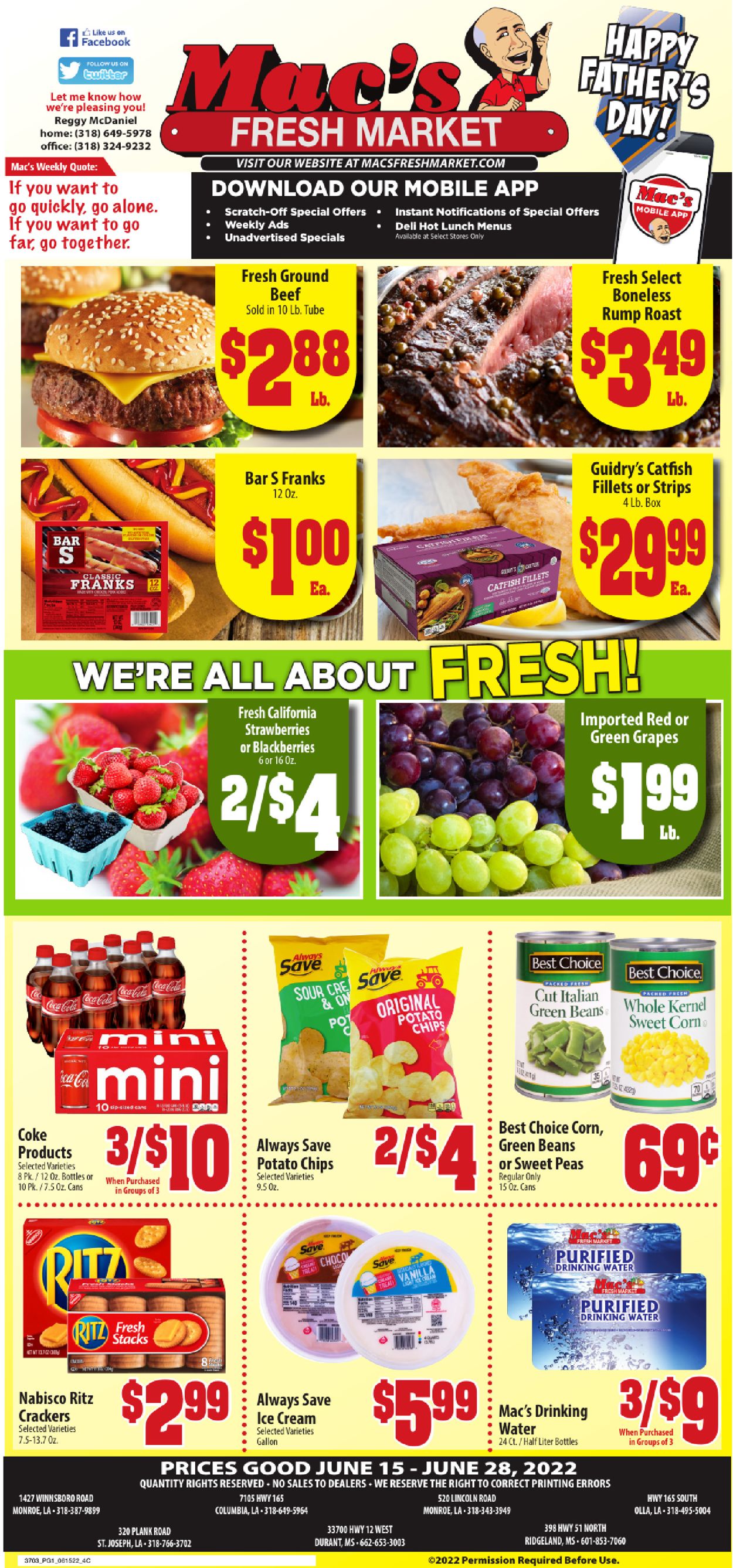 Mac's Freshmarket Weekly Ad Circular - valid 06/15-06/28/2022