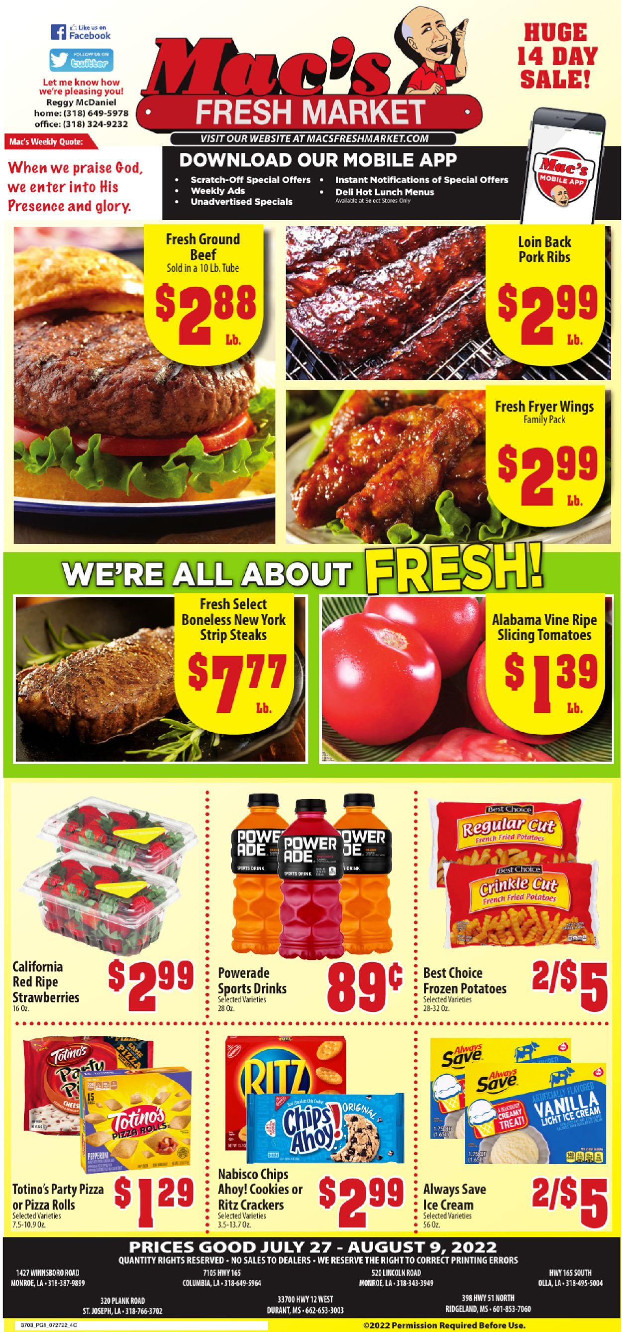 Mac's Freshmarket Weekly Ad Circular - valid 07/27-08/09/2022
