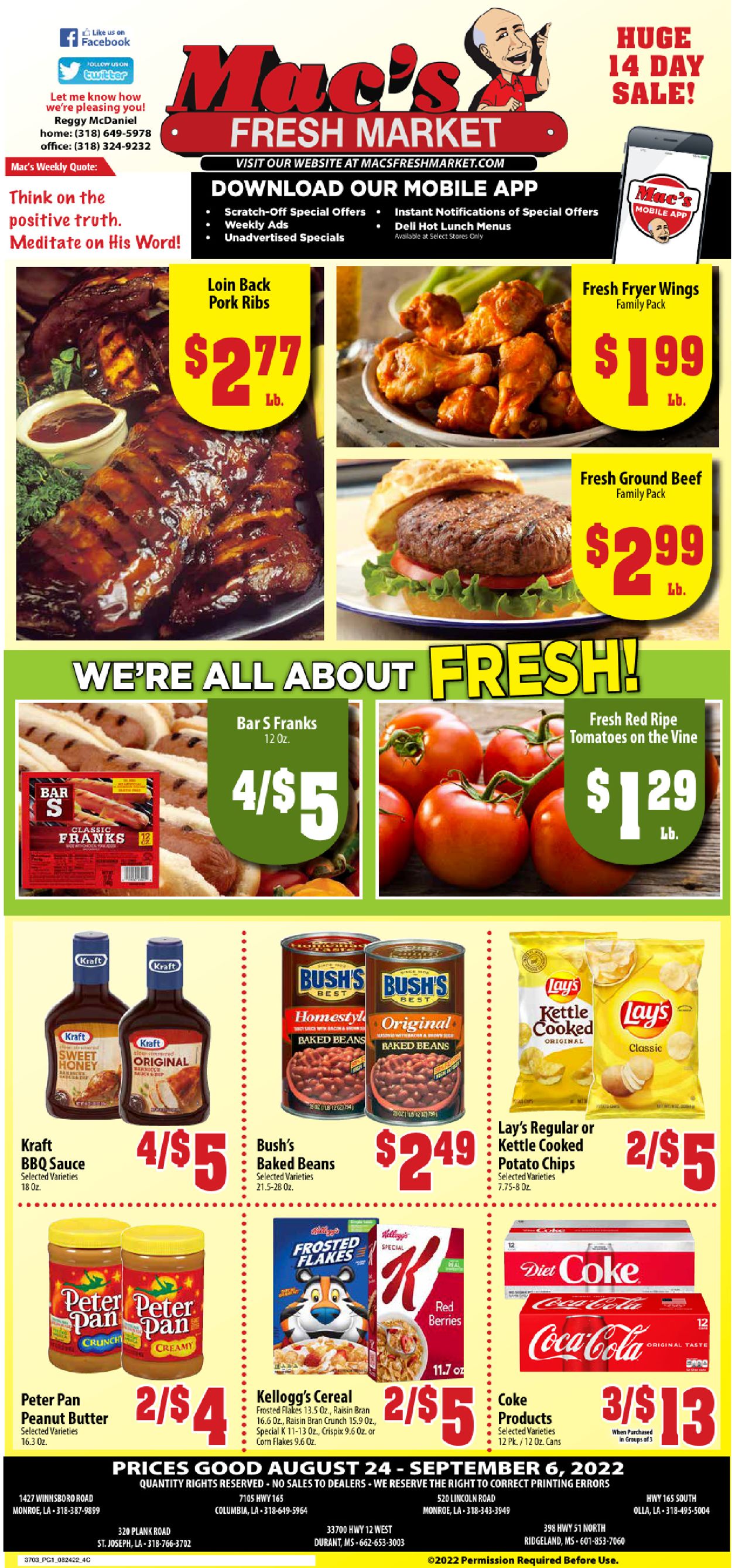 Mac's Freshmarket Weekly Ad Circular - valid 08/24-09/06/2022