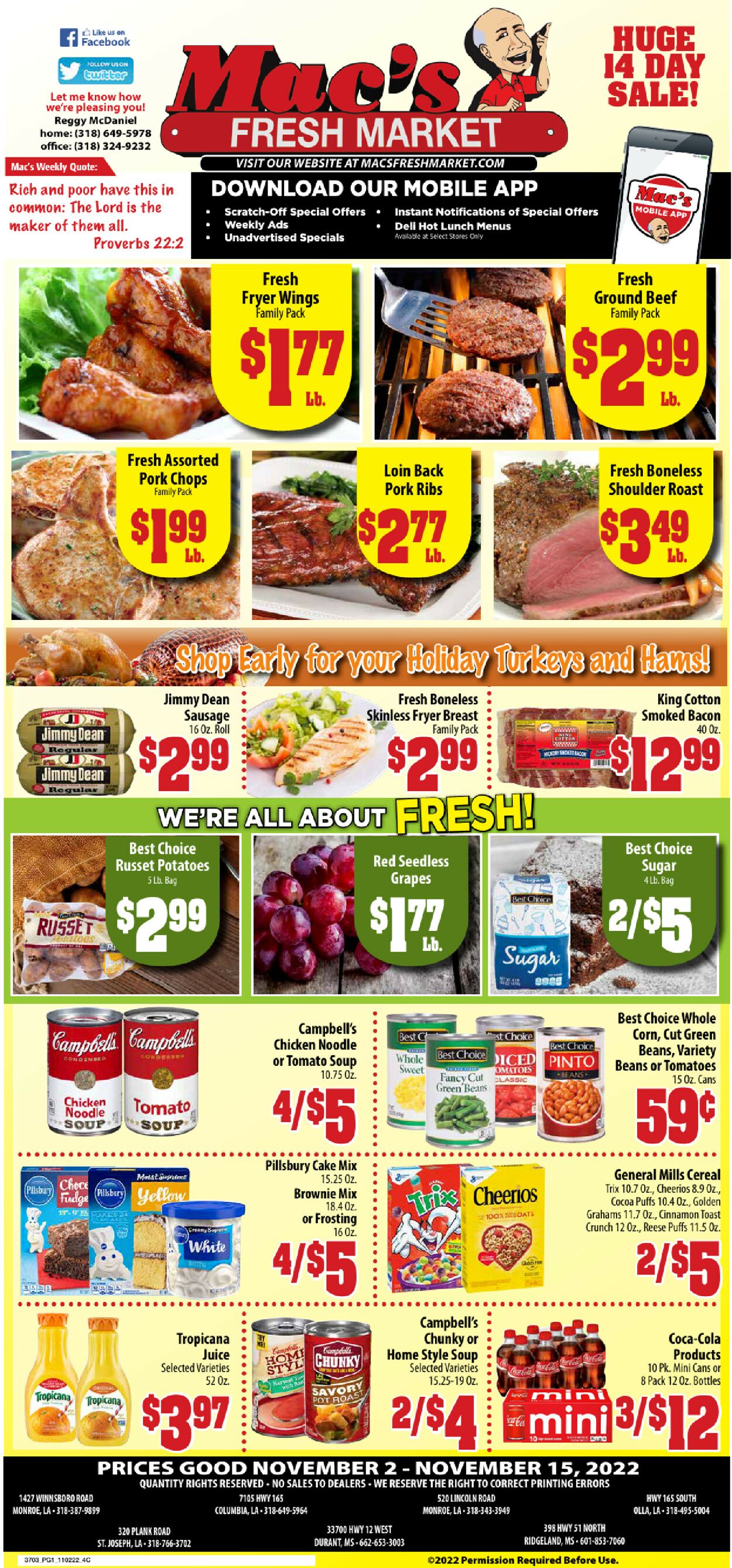 Mac's Freshmarket Weekly Ad Circular - valid 11/02-11/10/2022