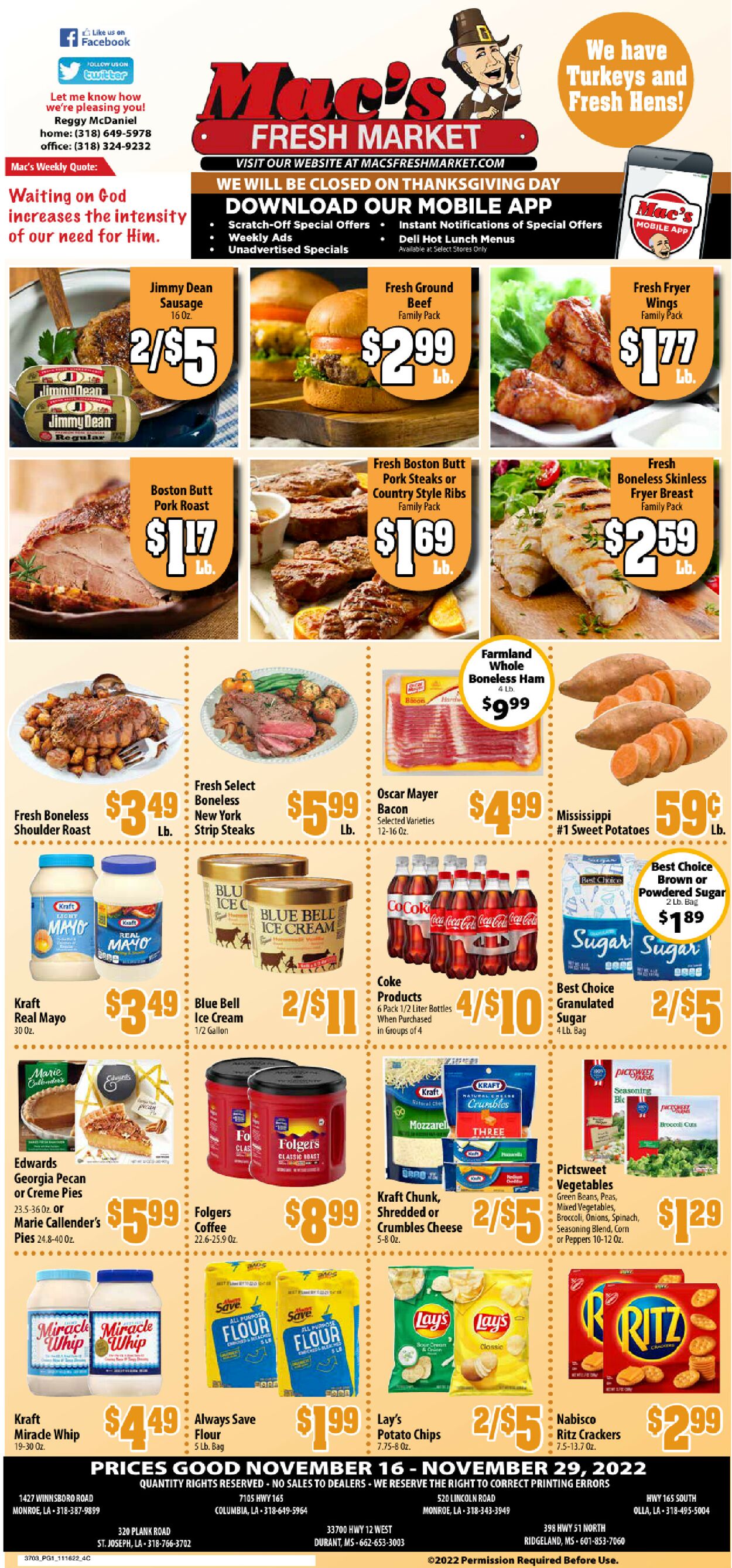 Mac's Freshmarket Weekly Ad Circular - valid 11/16-11/24/2022