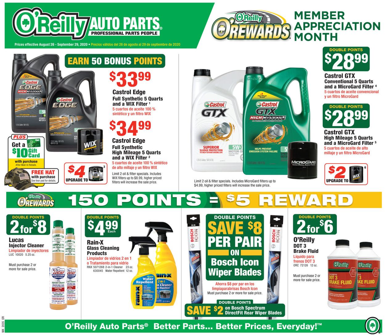 O'Reilly Auto Parts Weekly Ad Circular - valid 08/26-09/29/2020