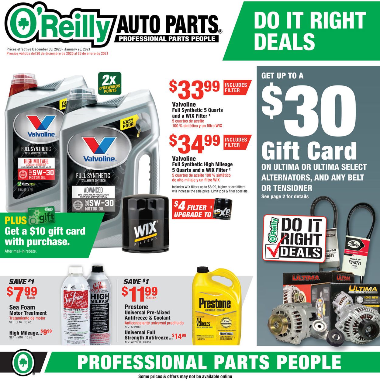 O'Reilly Auto Parts Weekly Ad Circular - valid 12/30-01/26/2021