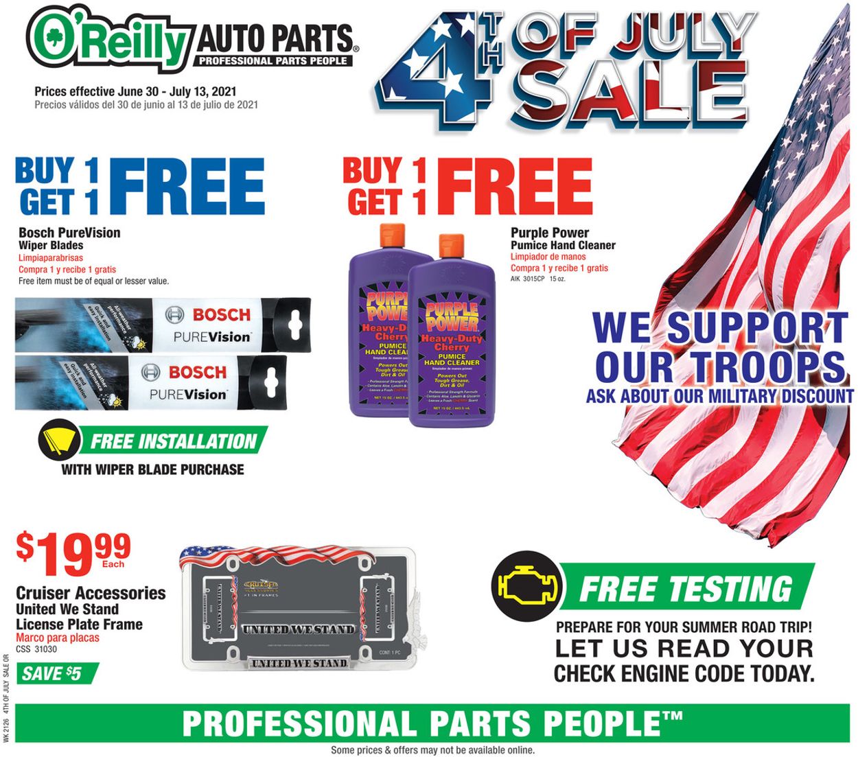 O'Reilly Auto Parts Weekly Ad Circular - valid 06/30-07/13/2021