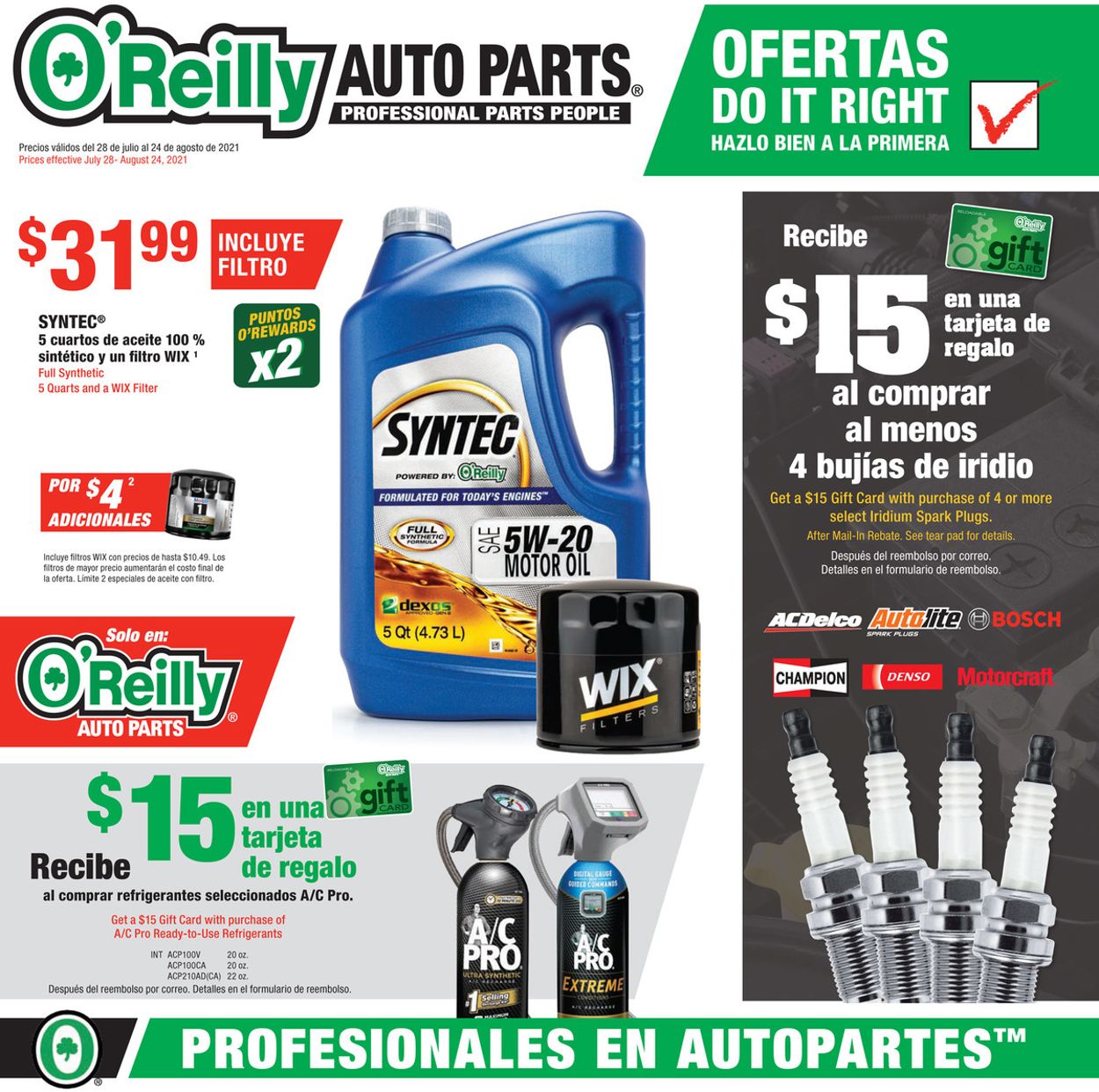 O'Reilly Auto Parts Weekly Ad Circular - valid 07/28-08/24/2021