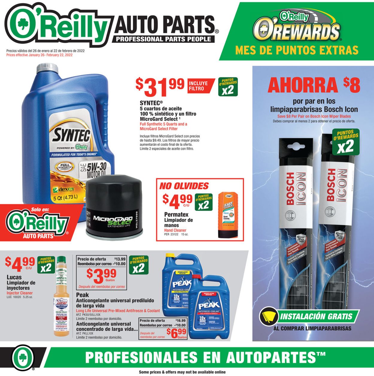 O'Reilly Auto Parts Weekly Ad Circular - valid 01/26-02/22/2022