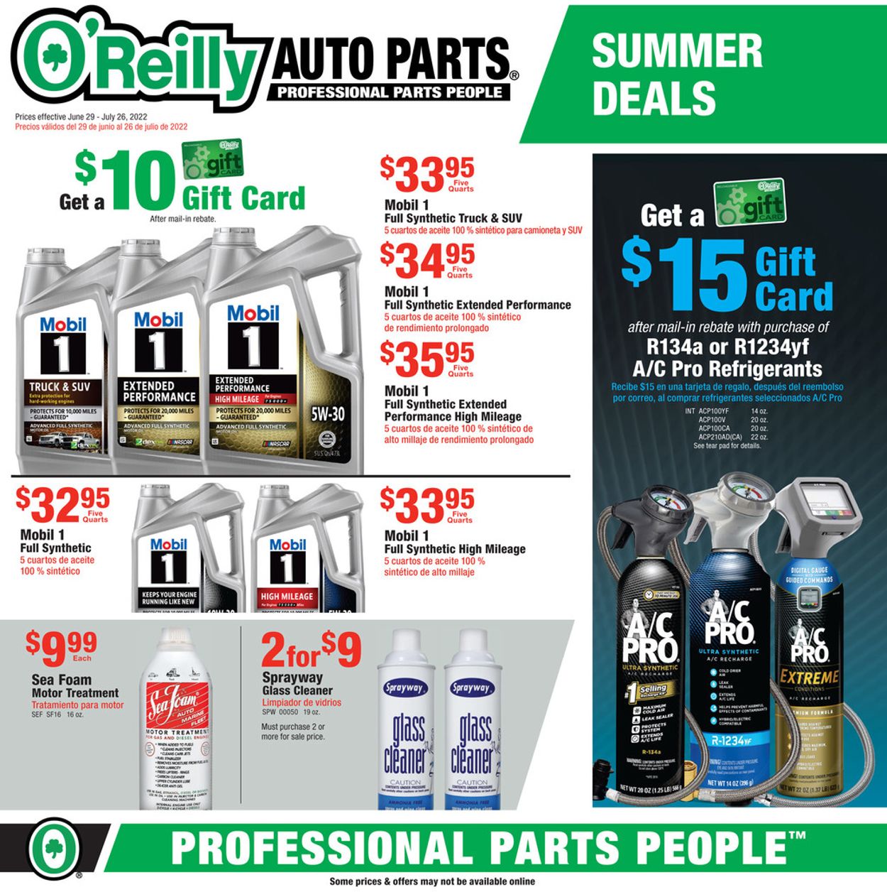O'Reilly Auto Parts Weekly Ad Circular - valid 06/29-07/26/2022