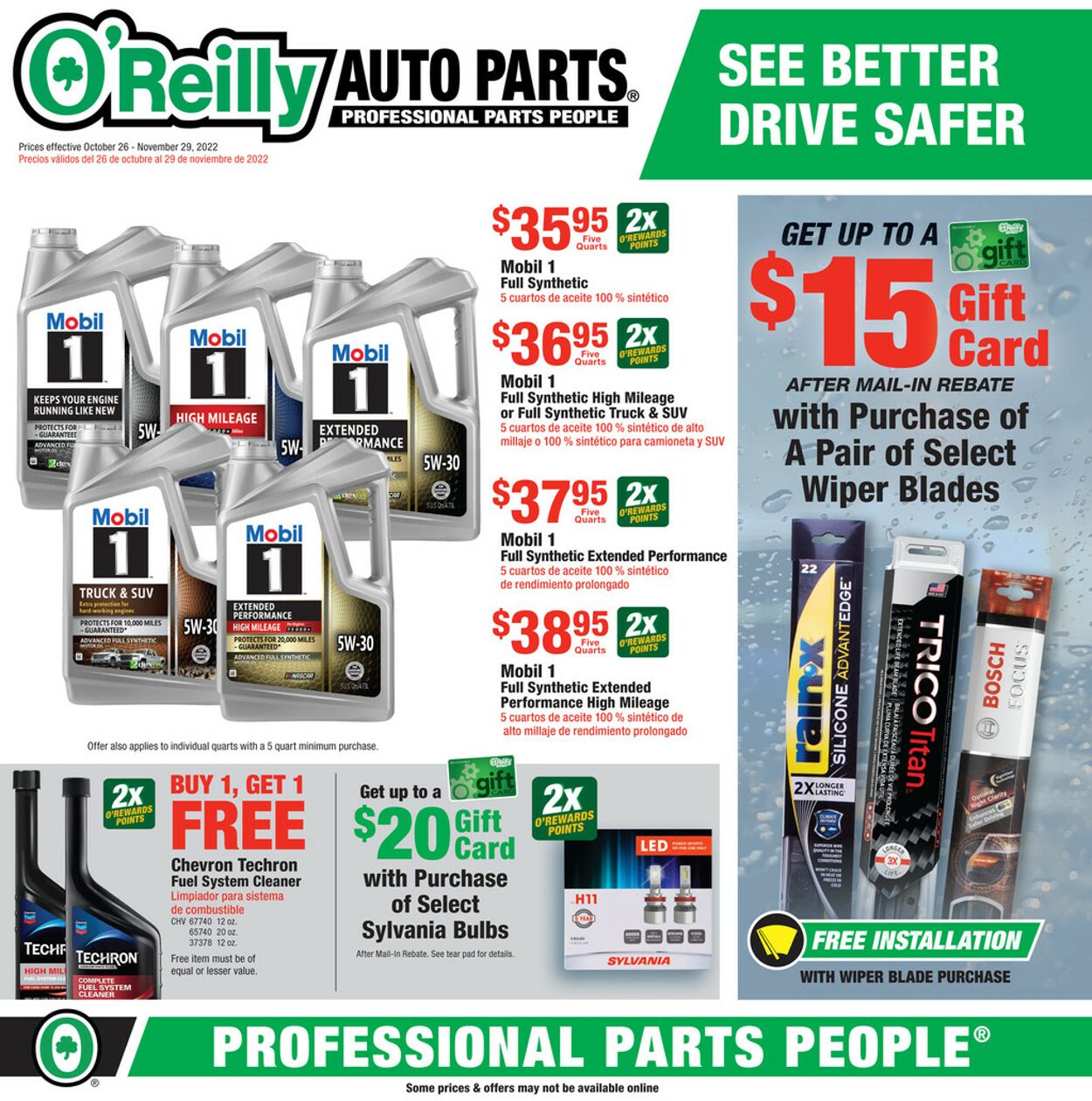 O'Reilly Auto Parts Weekly Ad Circular - valid 10/26-11/29/2022