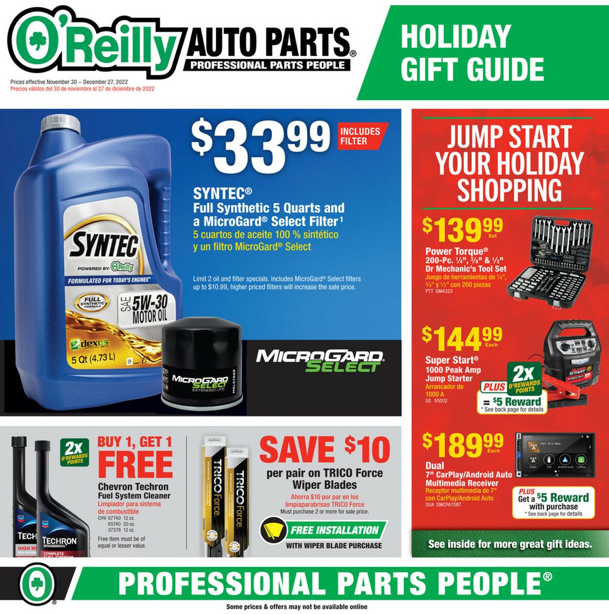 O'Reilly Auto Parts Weekly Ad Circular - valid 11/30-12/27/2022