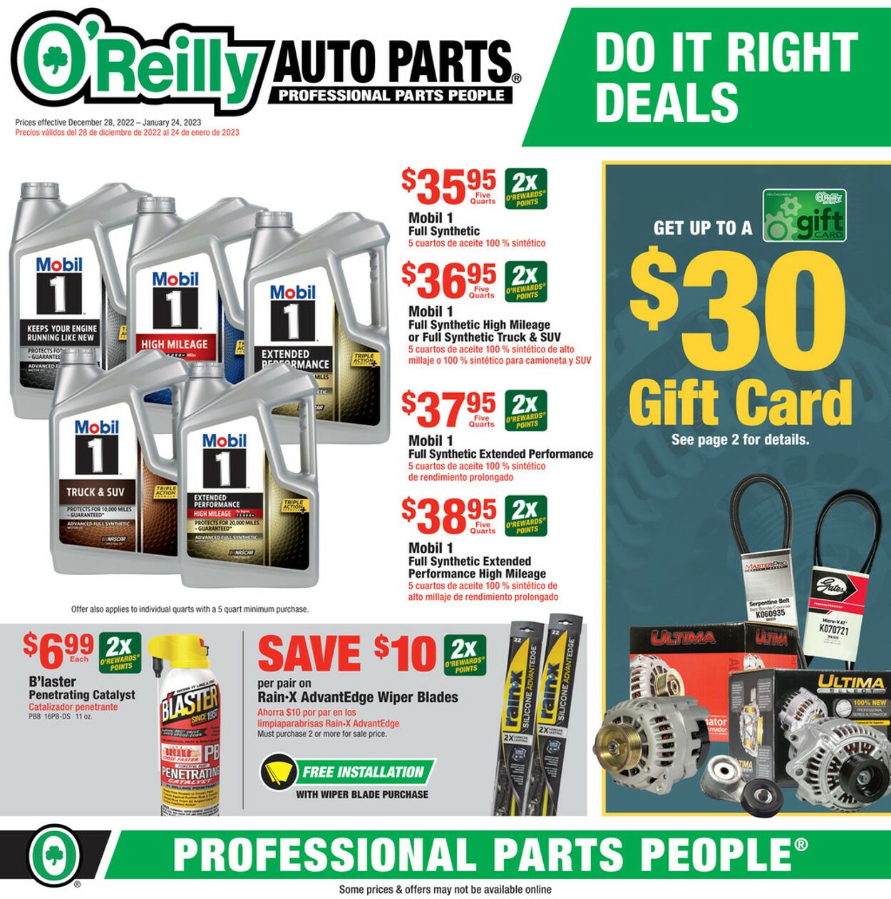 O'Reilly Auto Parts Weekly Ad Circular - valid 12/28-01/24/2023