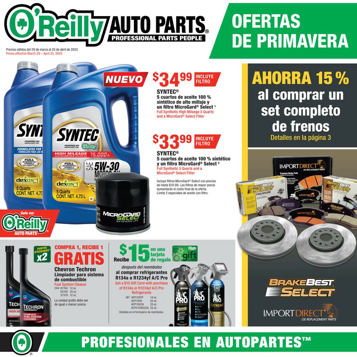 O'Reilly Auto Parts Weekly Ad Circular - valid 03/29-04/25/2023