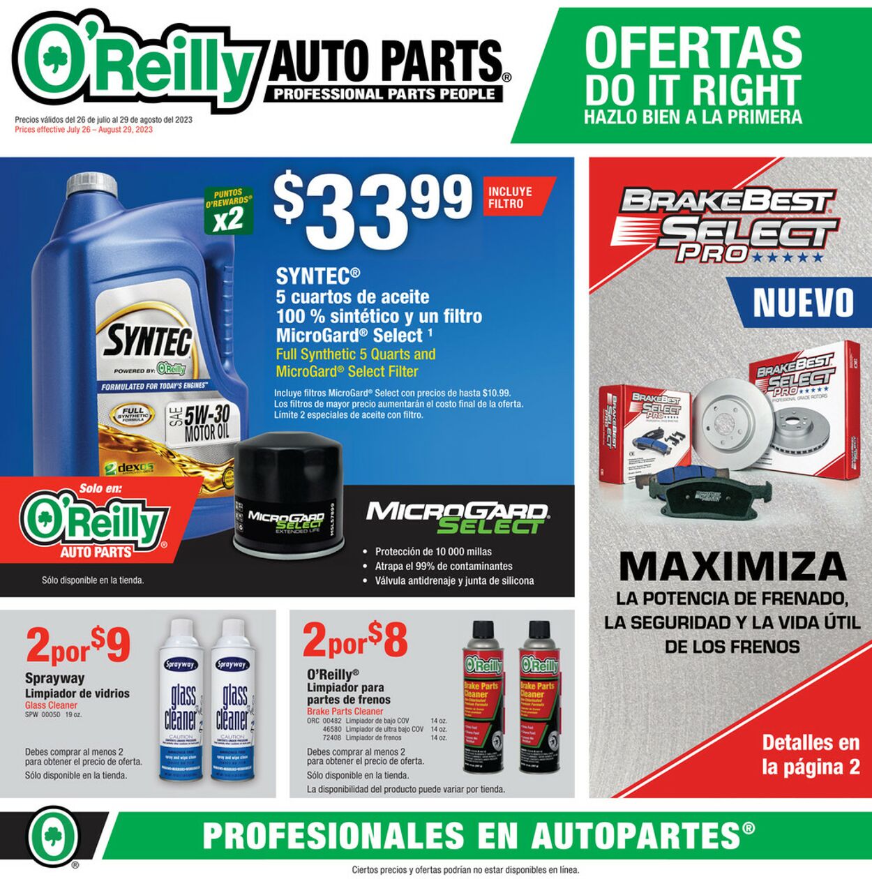 O'Reilly Auto Parts Weekly Ad Circular - valid 07/26-08/29/2023