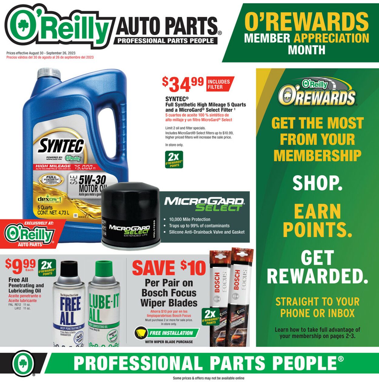 O'Reilly Auto Parts Weekly Ad Circular - valid 08/30-09/26/2023