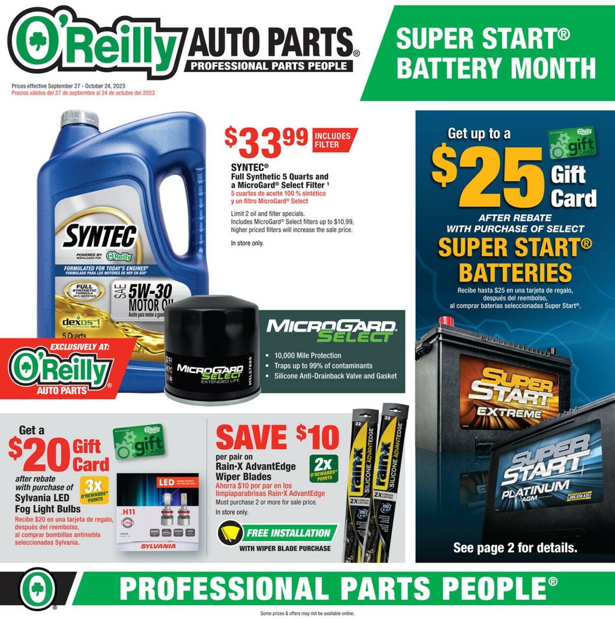 O'Reilly Auto Parts Weekly Ad Circular - valid 09/27-10/24/2023