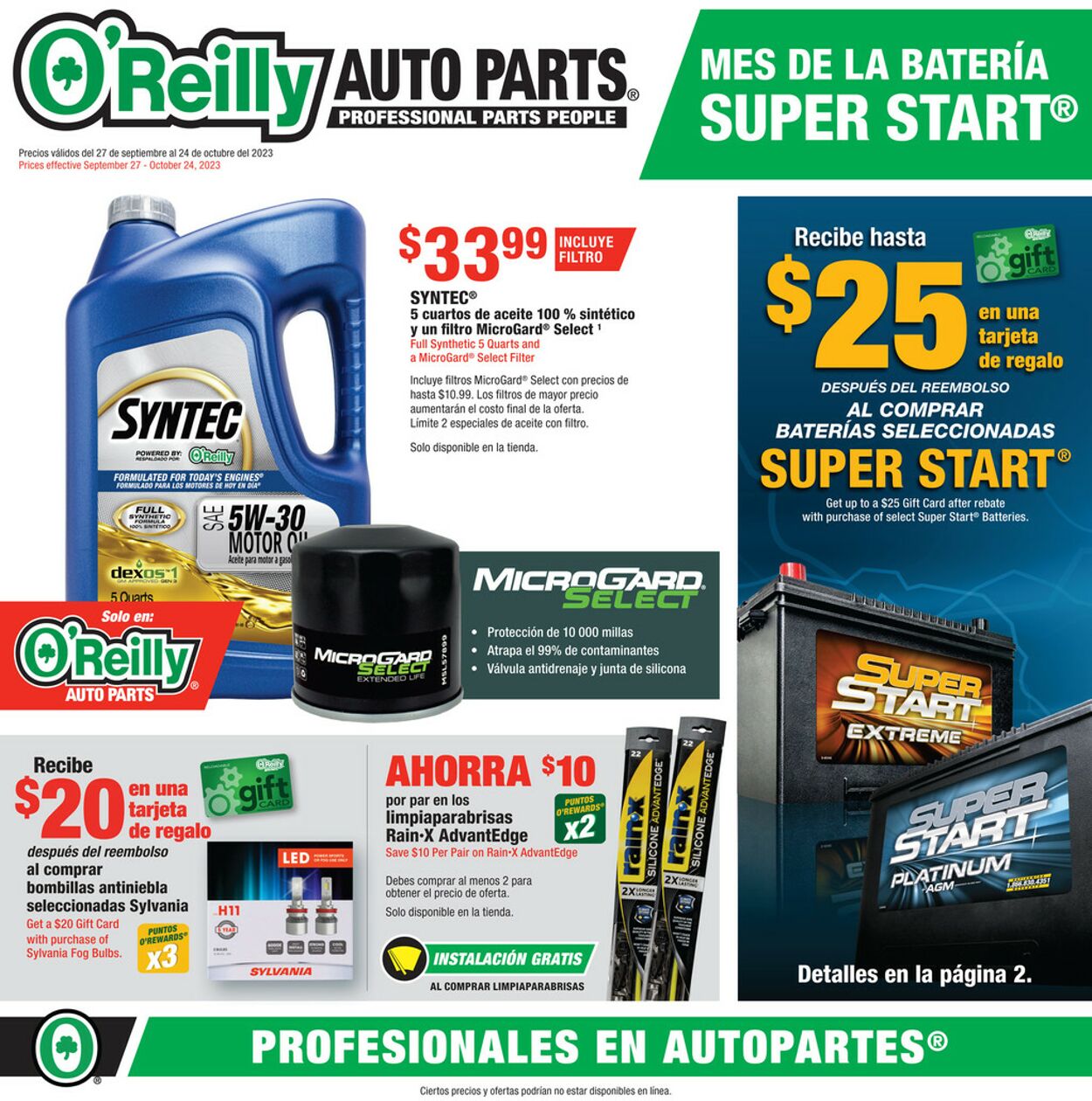 O'Reilly Auto Parts Weekly Ad Circular - valid 09/27-10/24/2023