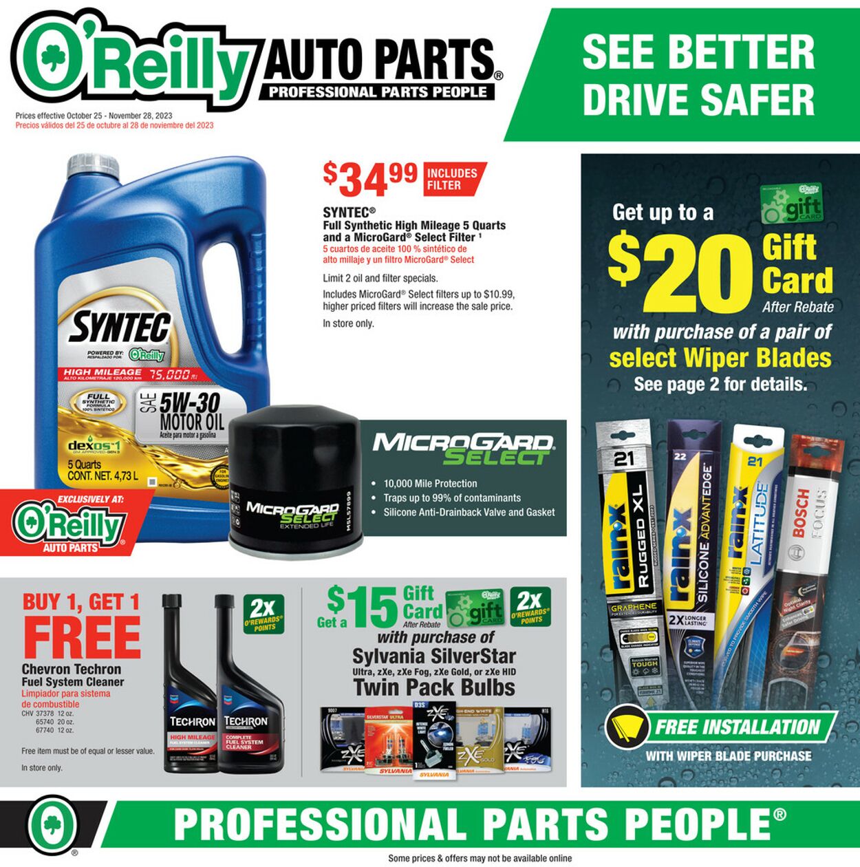O'Reilly Auto Parts Weekly Ad Circular - valid 10/25-11/28/2023
