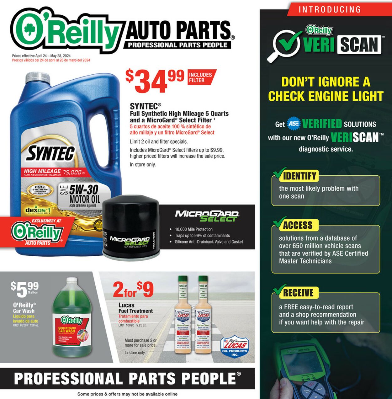 O'Reilly Auto Parts Weekly Ad Circular - valid 04/24-05/28/2024