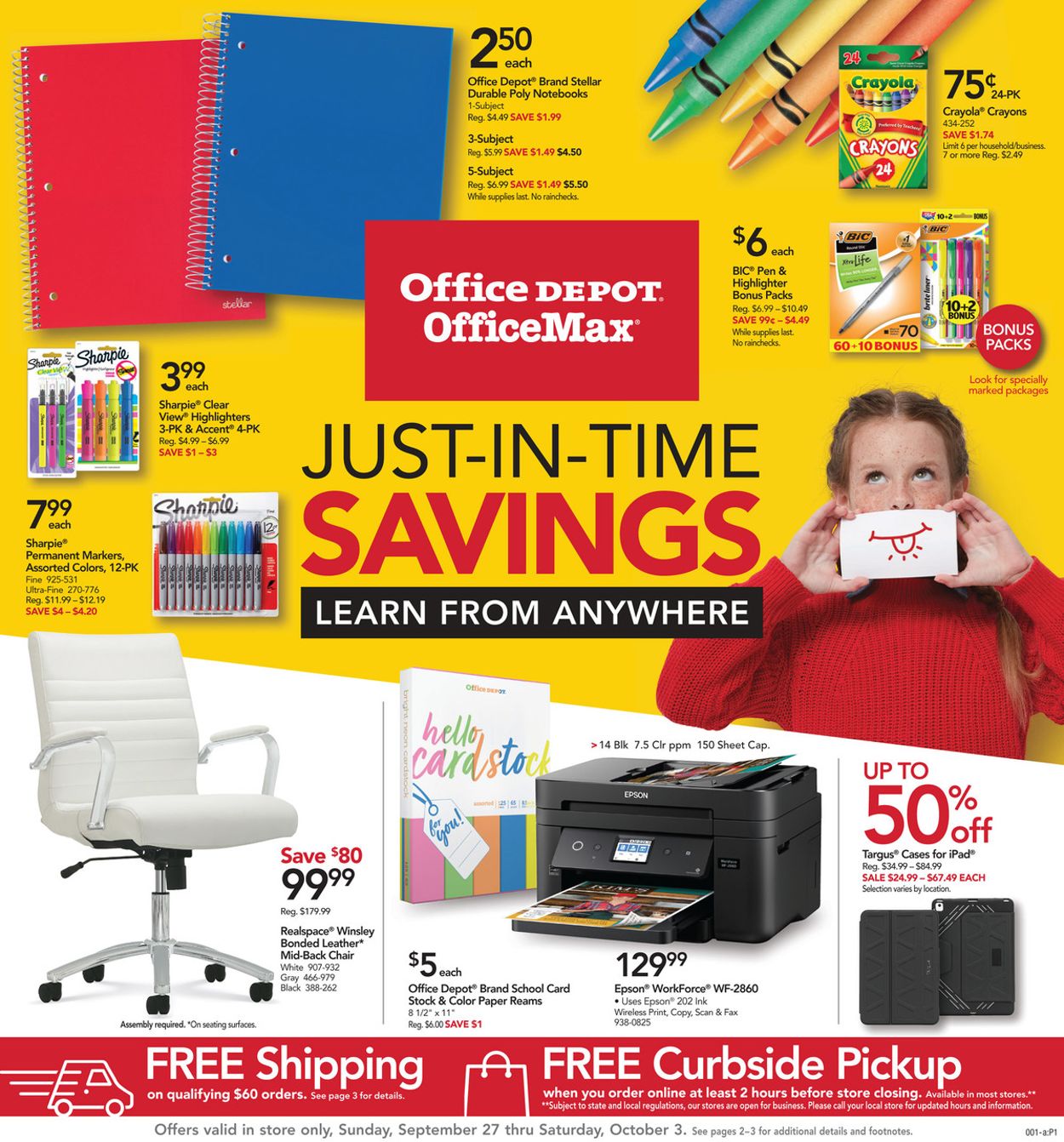 Office DEPOT Weekly Ad Circular - valid 09/27-10/03/2020